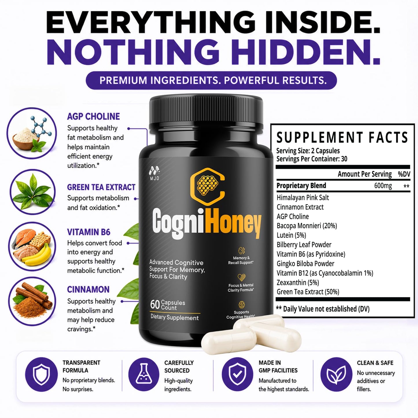 MJO CogniHoney Capsules 300 Capsules
