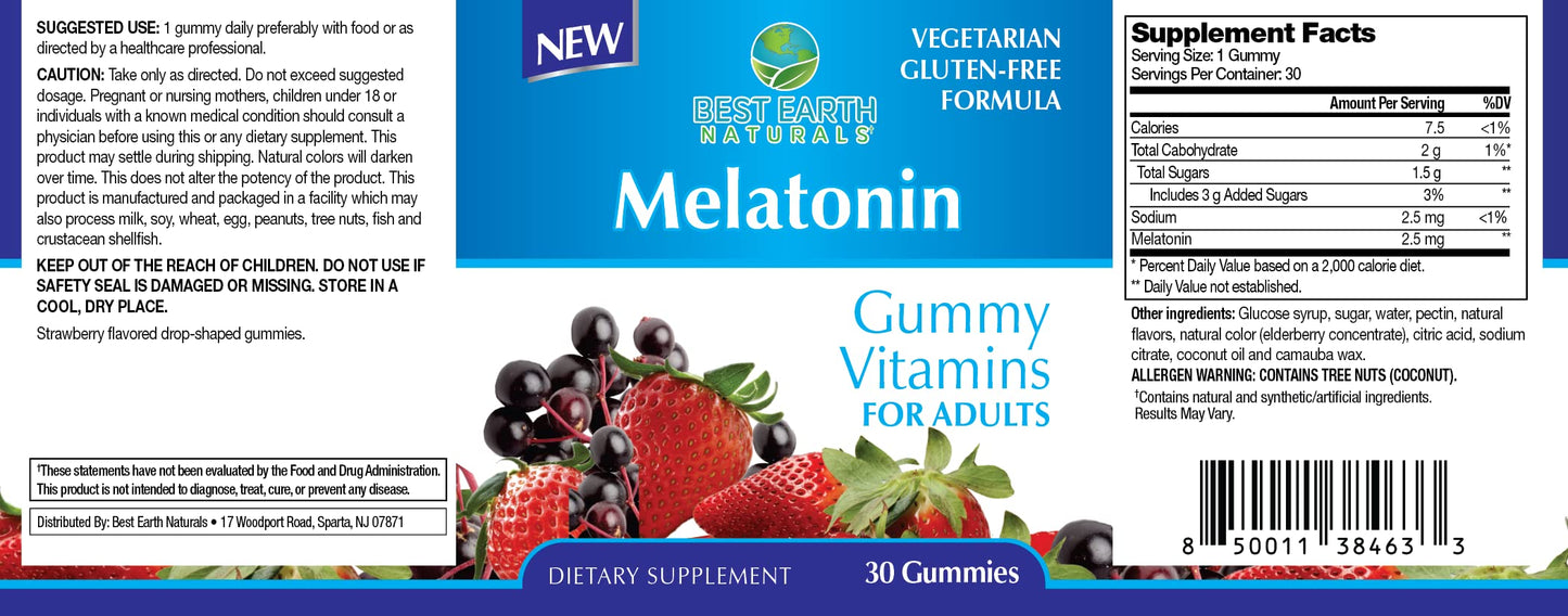 Best Earth Naturals Sleep Support Supplement Melatonin Gummies 30 Count