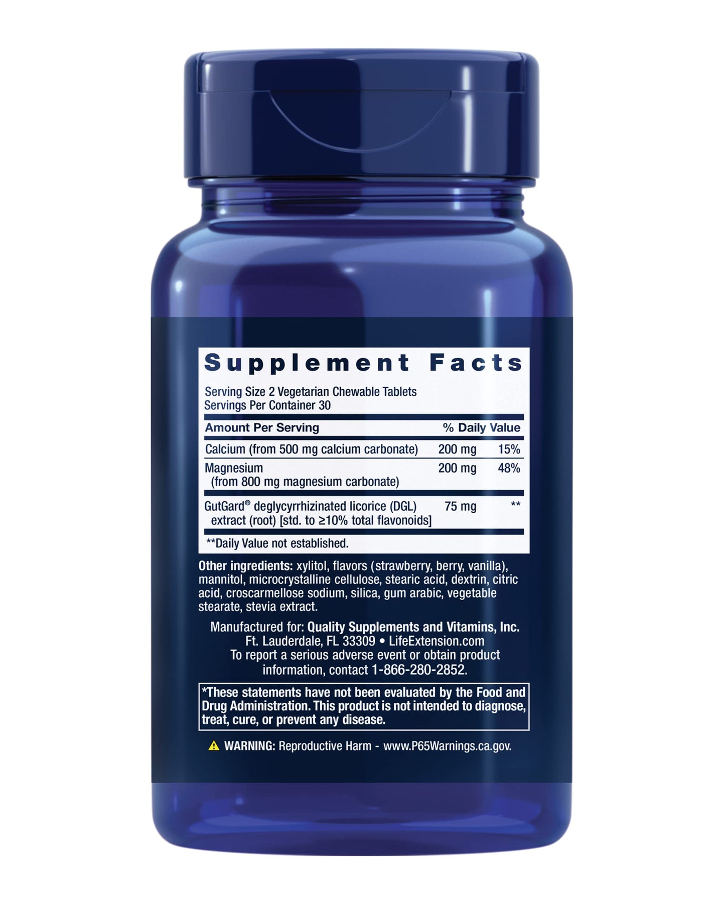 Life Extension EsophaCool Gut Health Supplement with Calcium, Magnesium & DGL Licorice Root Extract Tablet, 60 Tablets