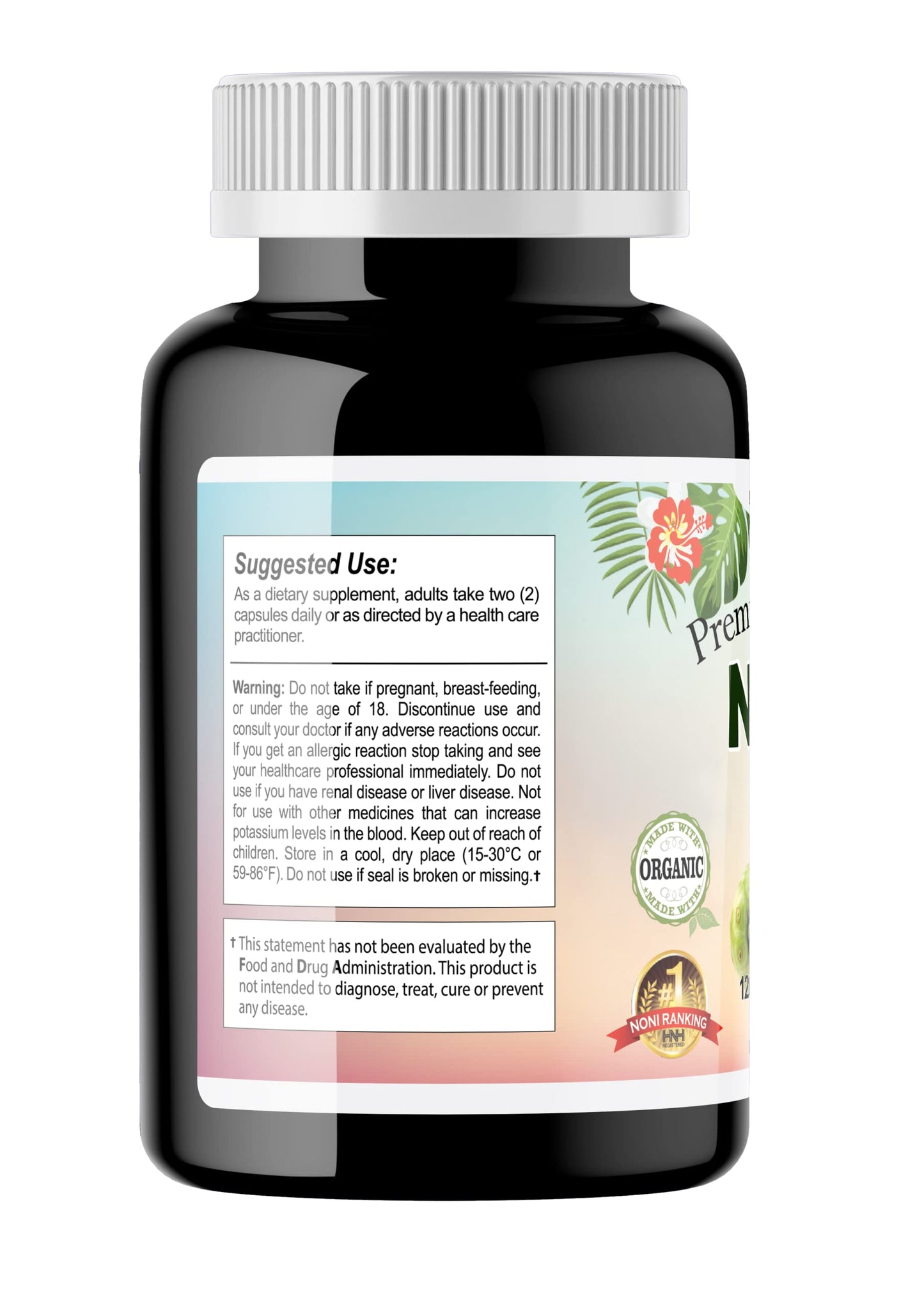Dr.K&C HNHusa Premium Organic Noni 1000 mg Capsules, 120 Count