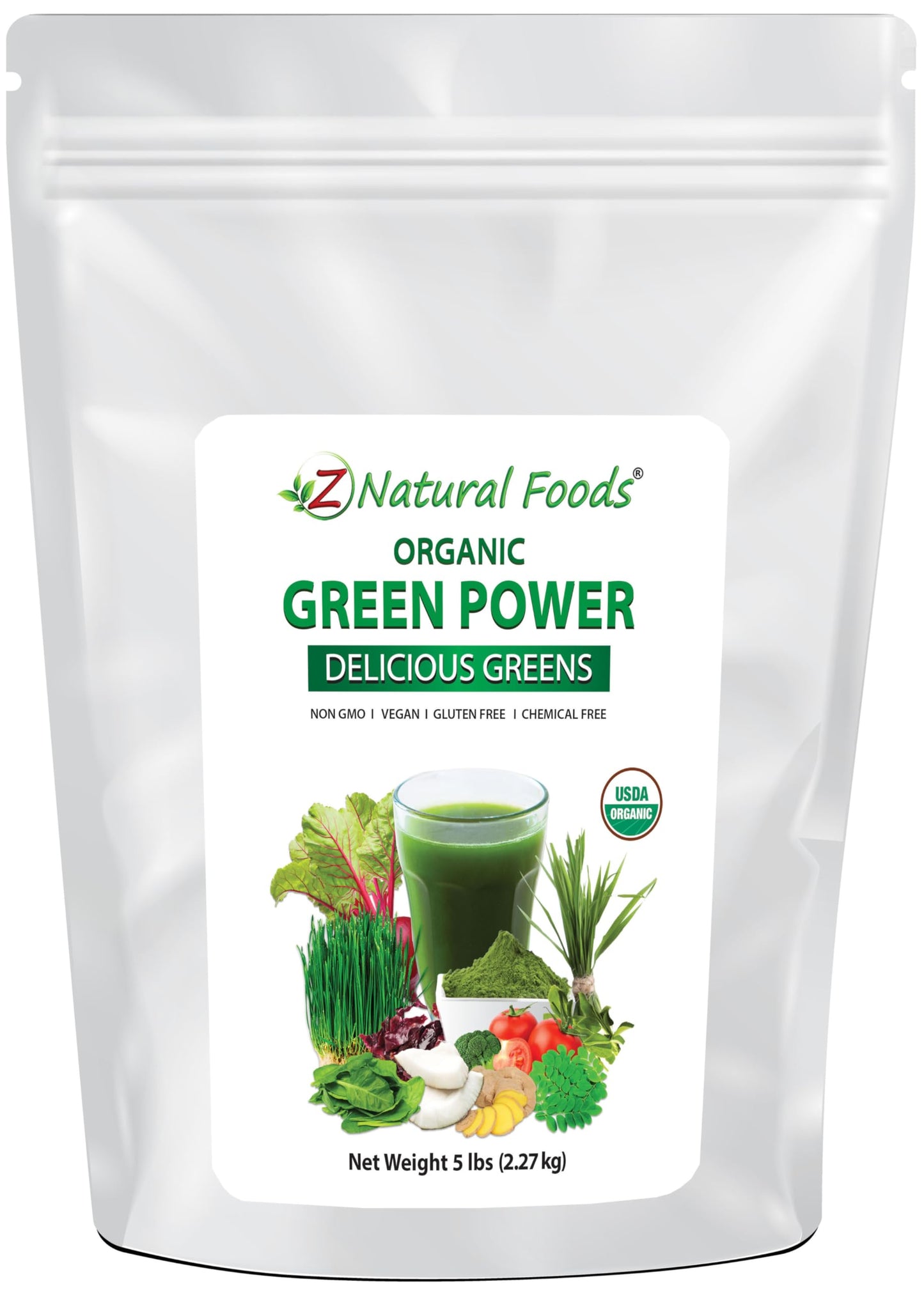 Z Natural Foods Organic Green Powder Supergreens, Nutrient-Dense Greens Blend, 80 Ounce