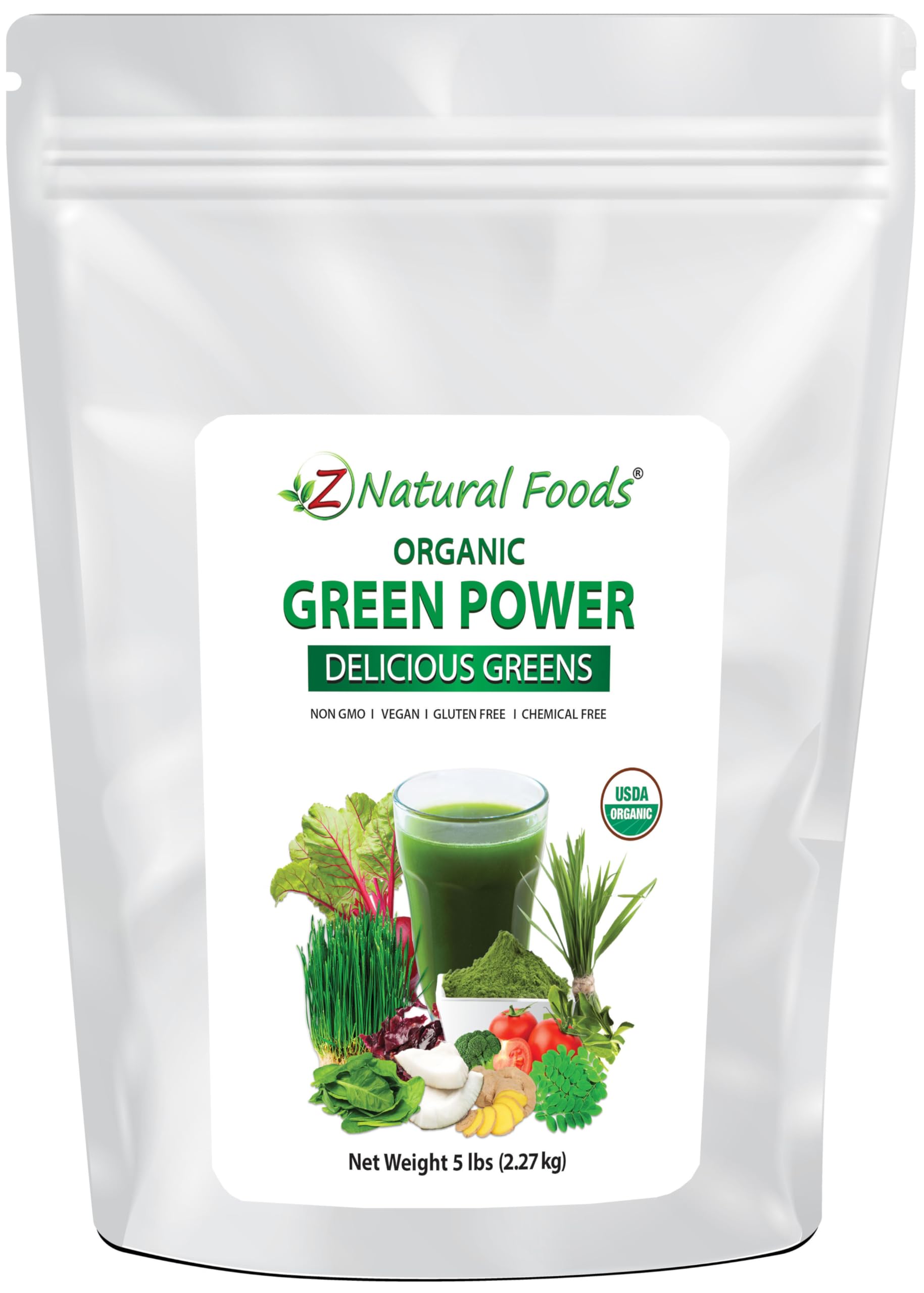 Z Natural Foods Organic Green Powder Supergreens, Nutrient-Dense Greens Blend, 80 Ounce