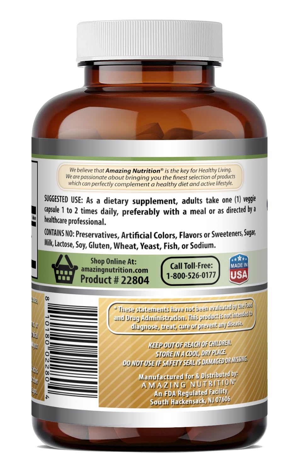 Amazing Nutrition Maca 500 Mg Capsules, 250 Count