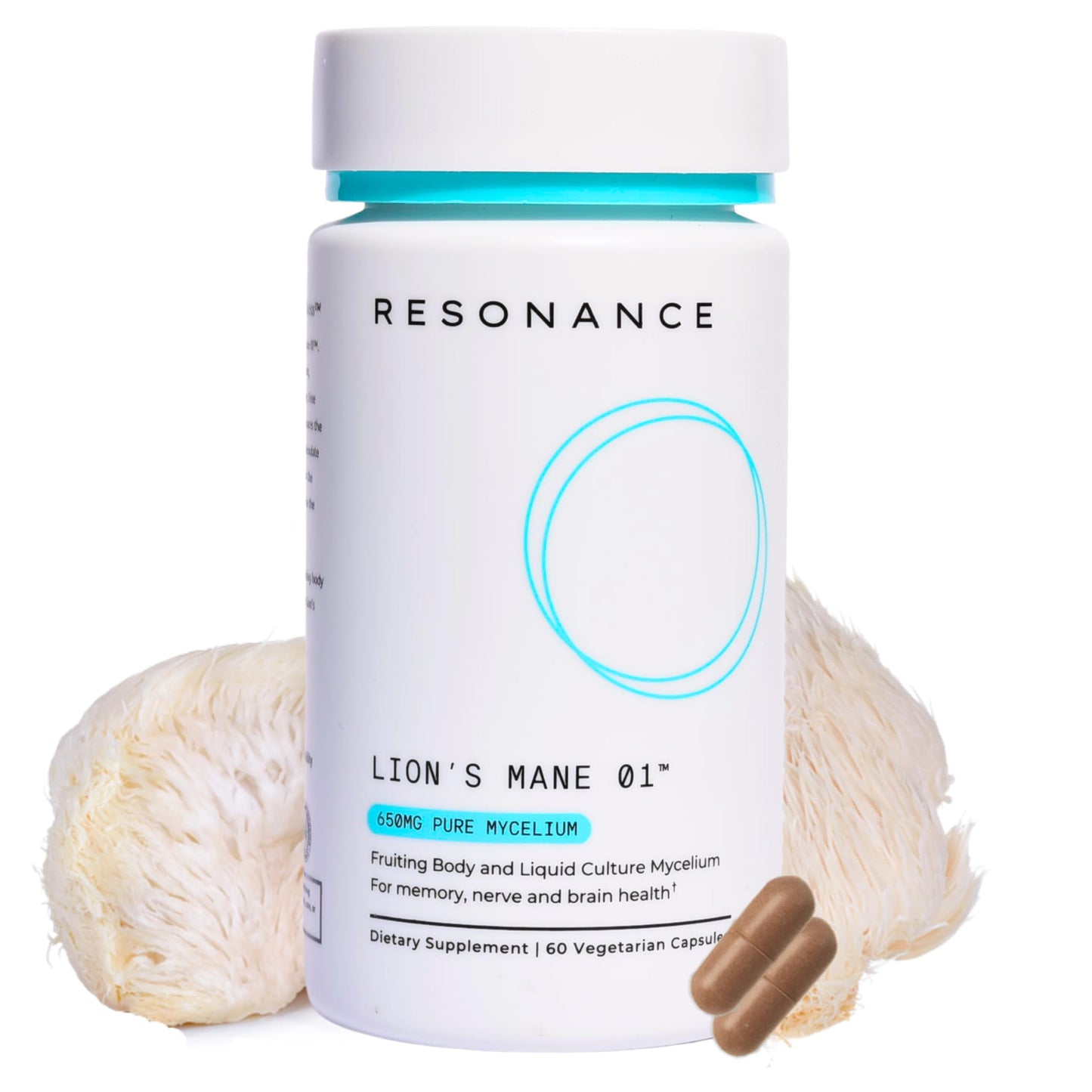 Resonance Health Lions Mane 01 Premium Organic Lion's Mane Mushroom Supplement 60 Capsules