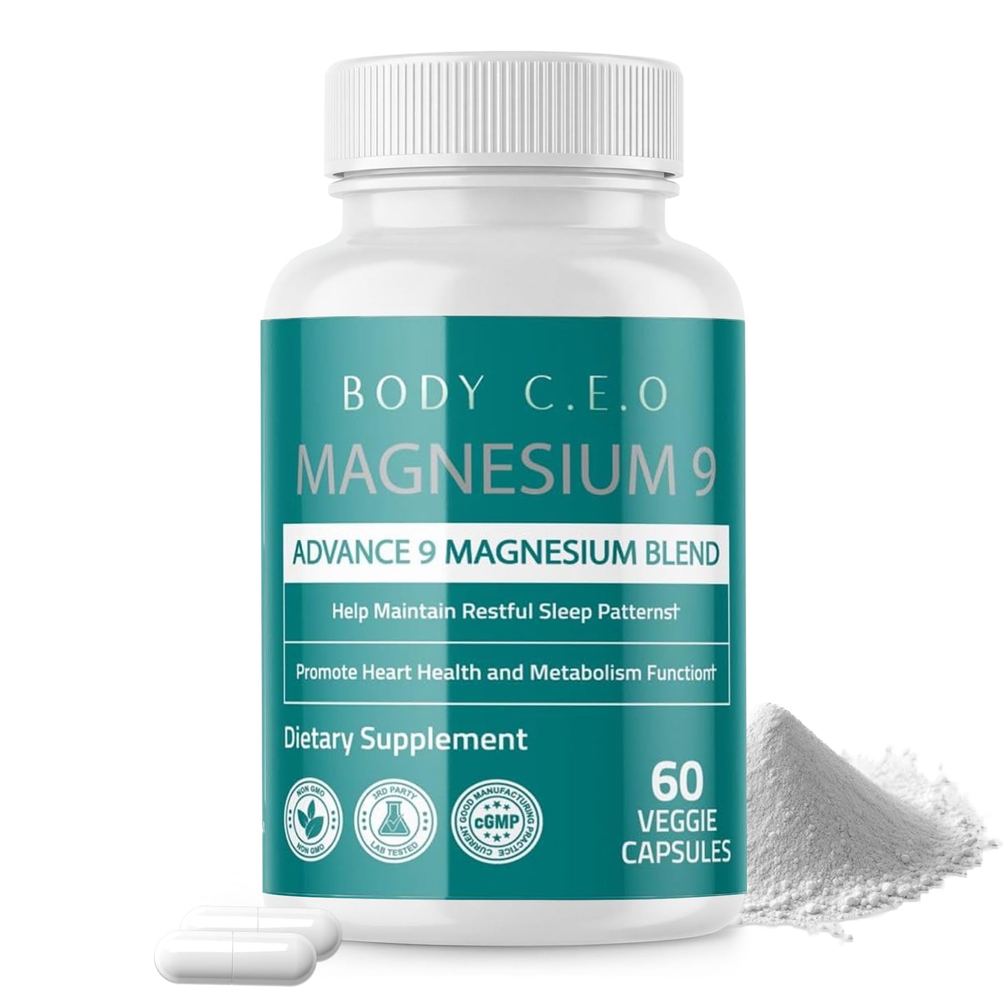 BODY C.E.O. EXECUTIVE OF SUPPLEMENTS Magnesium 9 Full-Spectrum Capsules, 60 Count