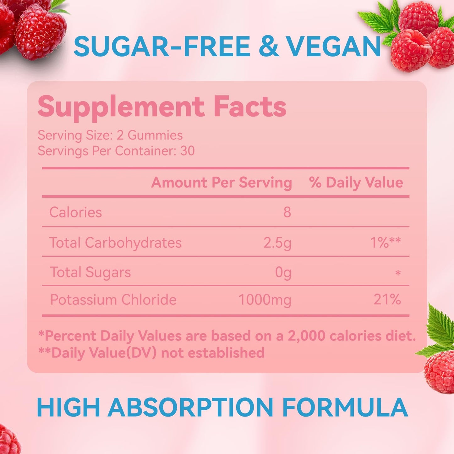 EAZGOO Potassium Gummies 1000mg, Chewable Potassium Supplement for Adults, Sugar Free, Vegan, 60 Count