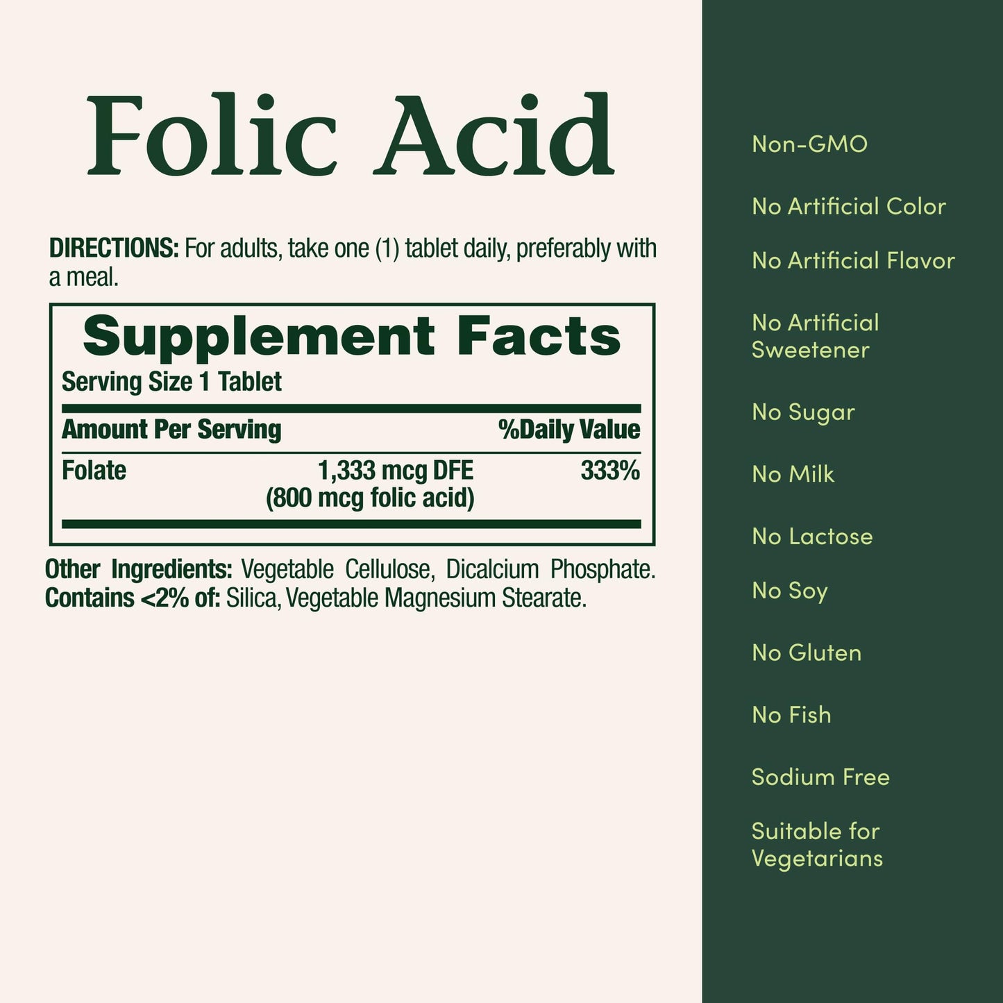 Nature's Bounty Folic Acid Supplement, 800mcg, 250 Tablets