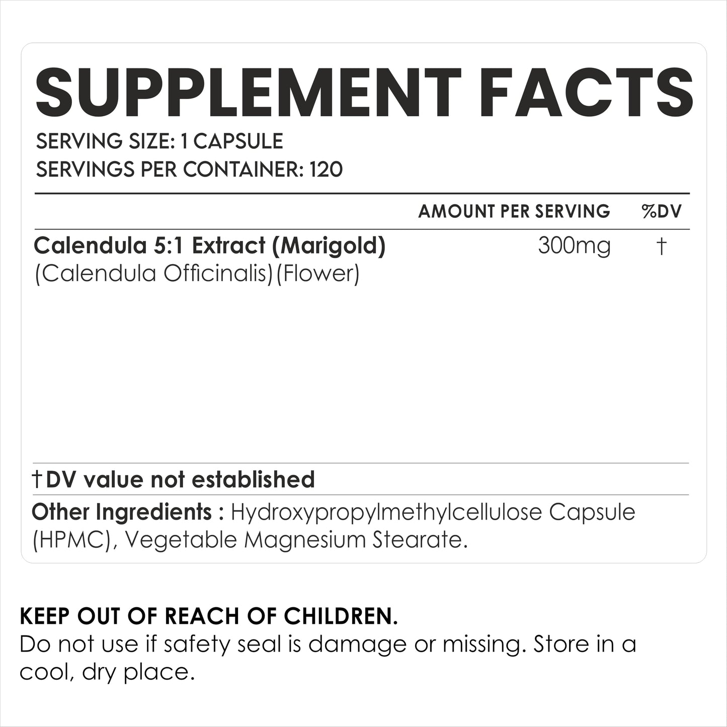 AMALTH Calendula Capsules 300 mg Calendula Flower Extract Supplement, 1 Count