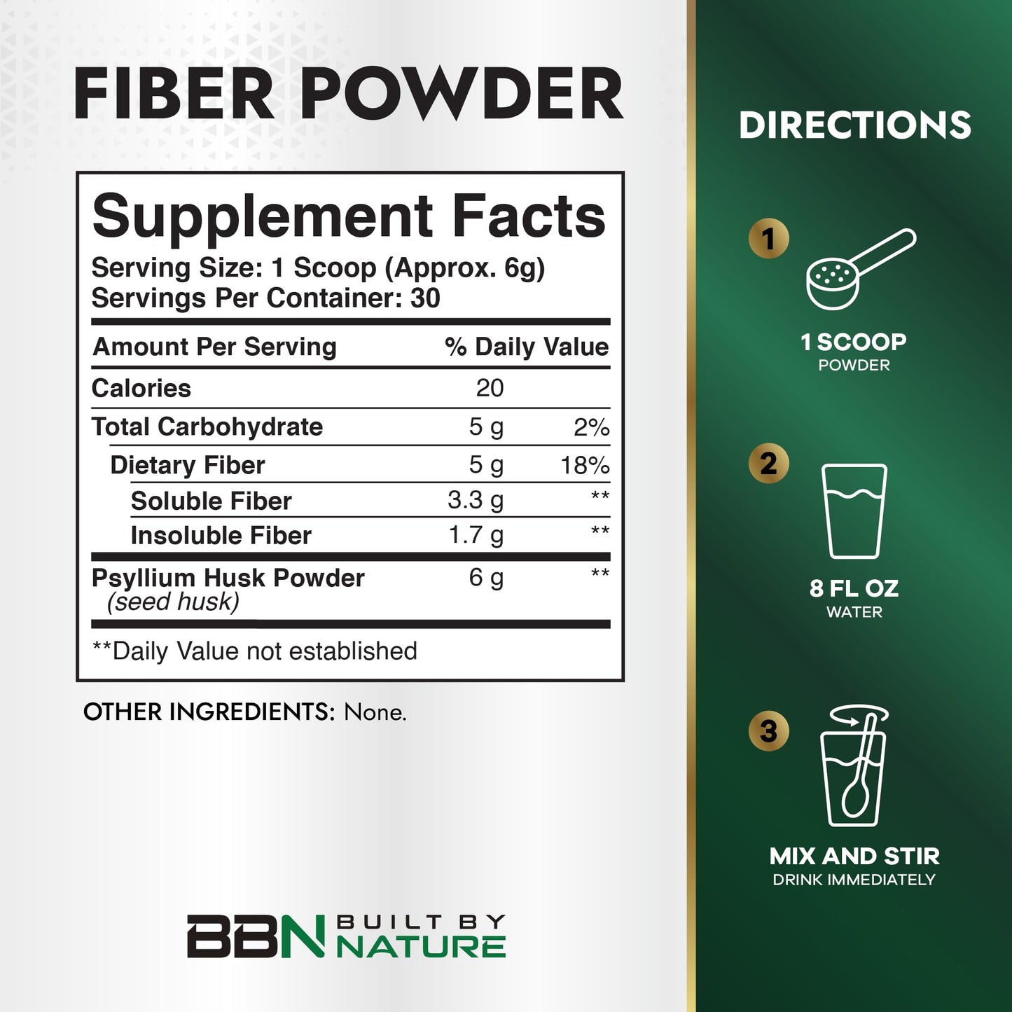 Built by Nature Psyllium Husk Fiber Powder 6.35 oz