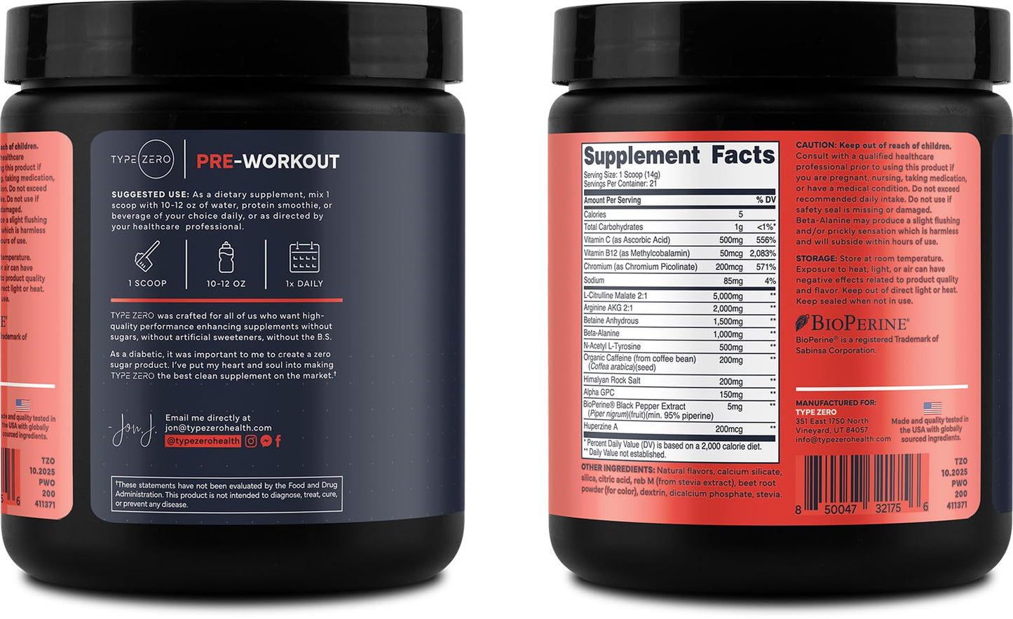 Type Zero Clean Pre Workout Powder 10.4 Ounce