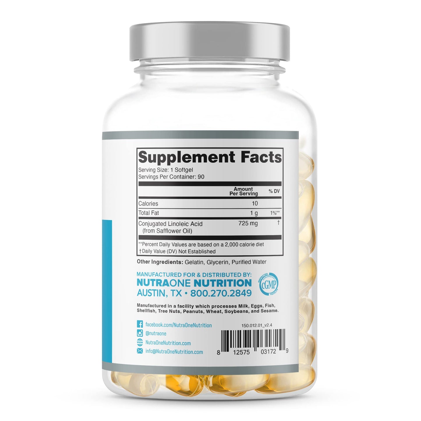 NutraOne CLAOne Supplement from Nutrition Conjugated Linoleic Acid (CLA) Natural Supplement Capsules 90 Count