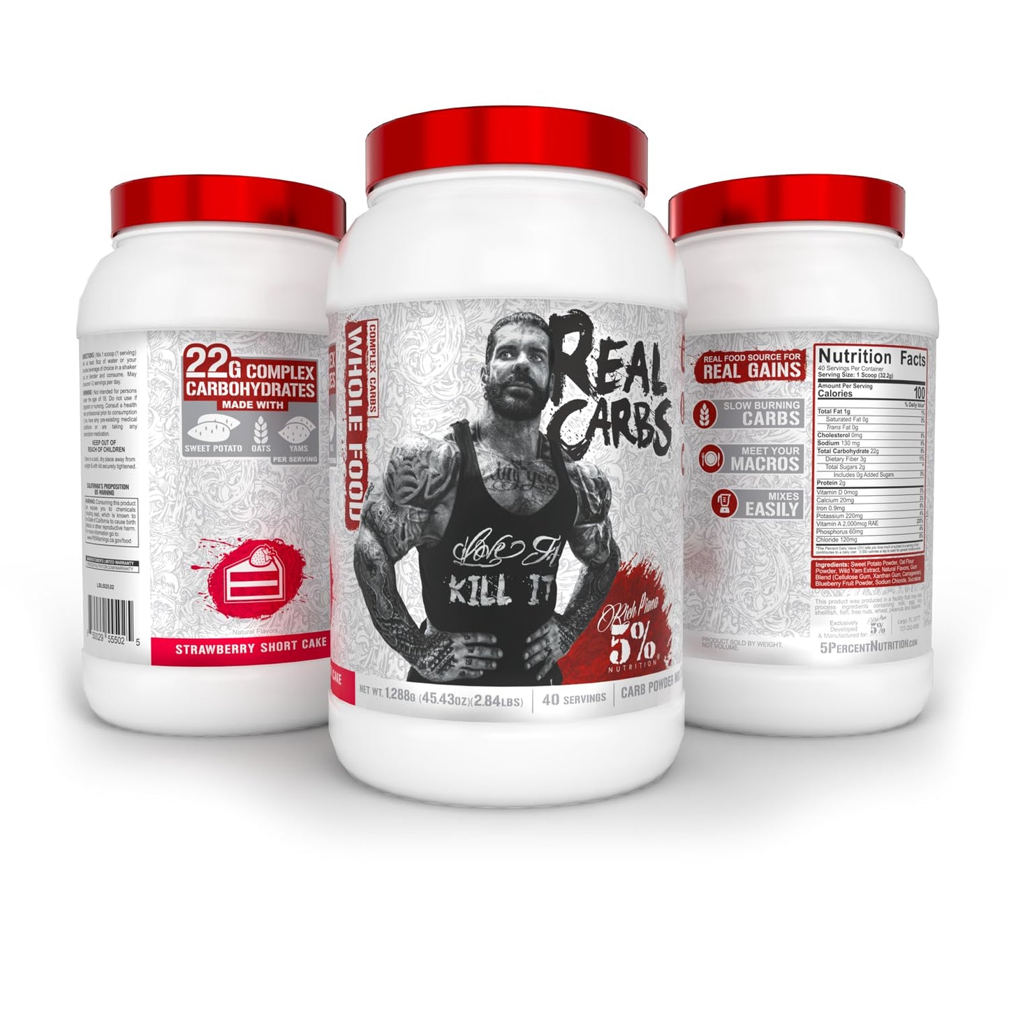 5% Nutrition Rich Piana Real Carbs with Real Food Complex Carb Powder, 40 Servings