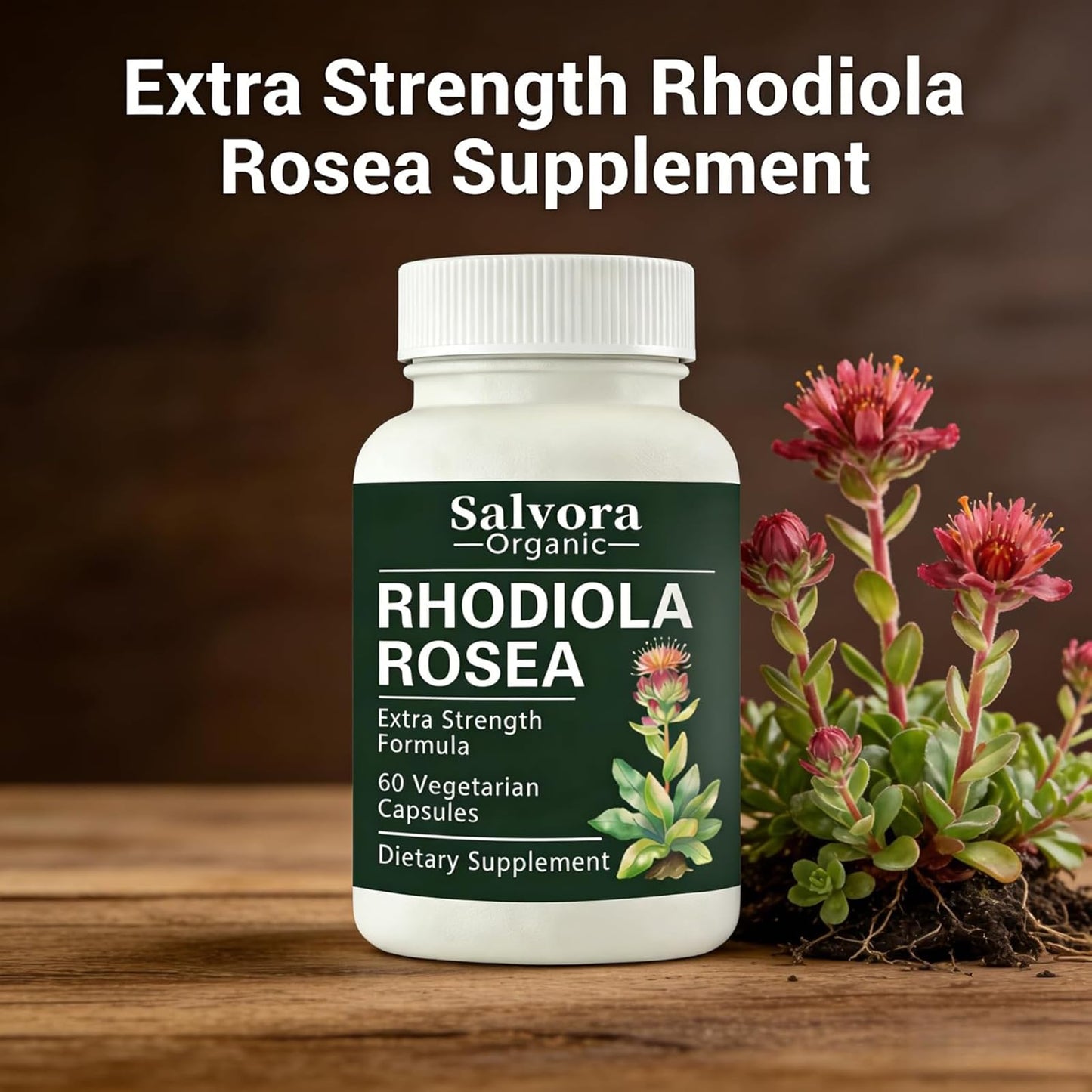 Salvora Organic Rhodiola Rosea Non-GMO Capsules, 60 Count