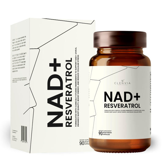 CLENVIA NAD+ Supplement with Resveratrol Capsules 90 Count