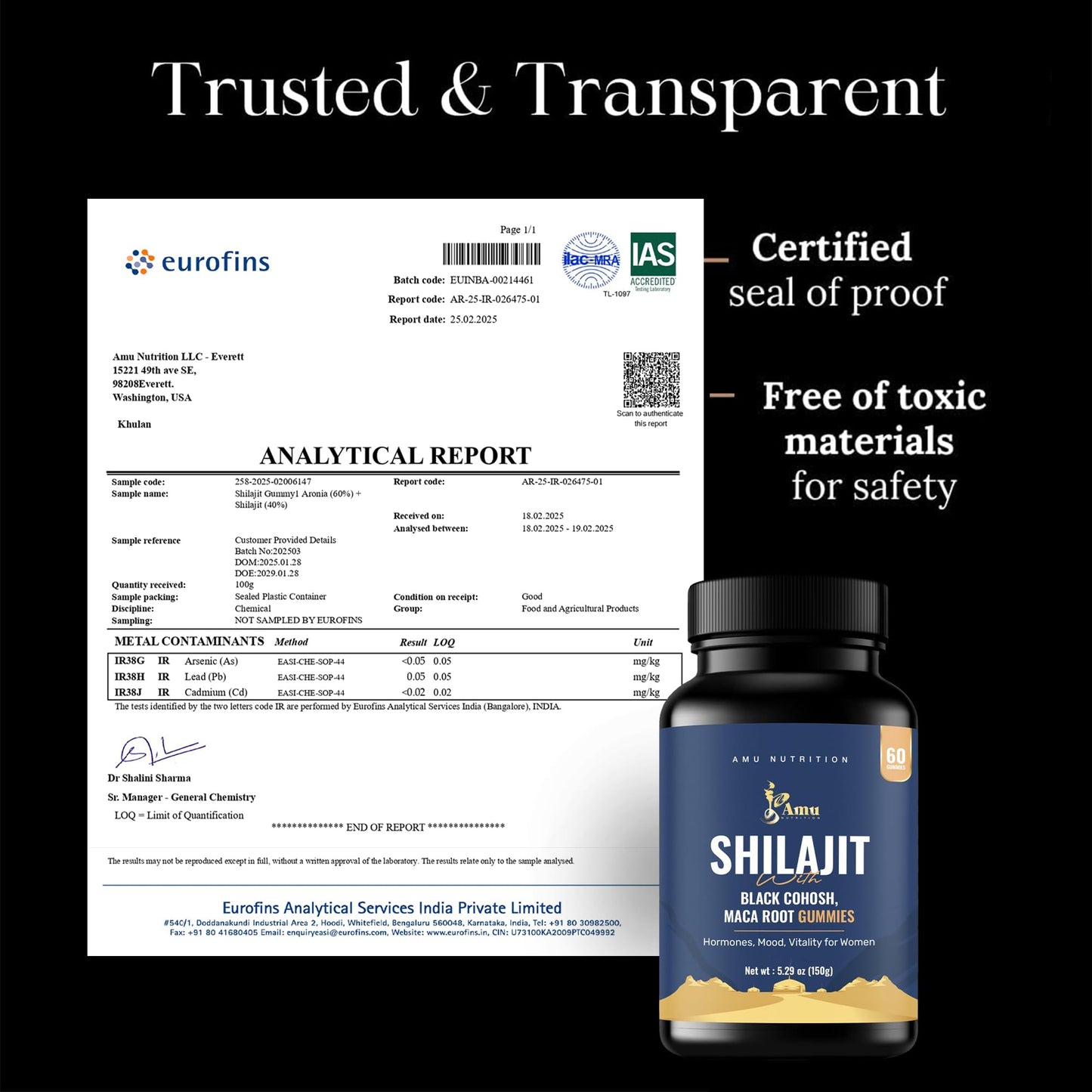 AMU NUTRITION Shilajit Gummies 60 Count