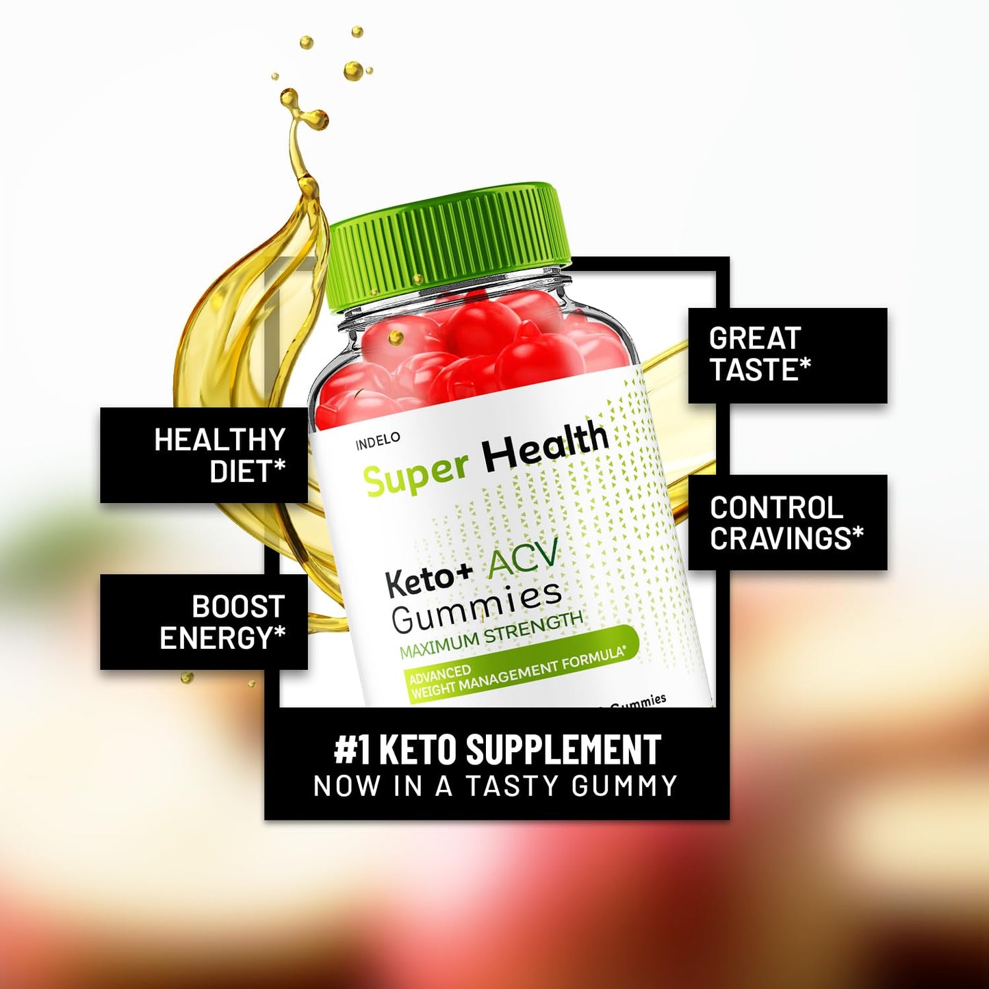 Indelo Super Health Keto ACV Gummies Maximum Strength Apple Cider Vinegar, 120 Gummies