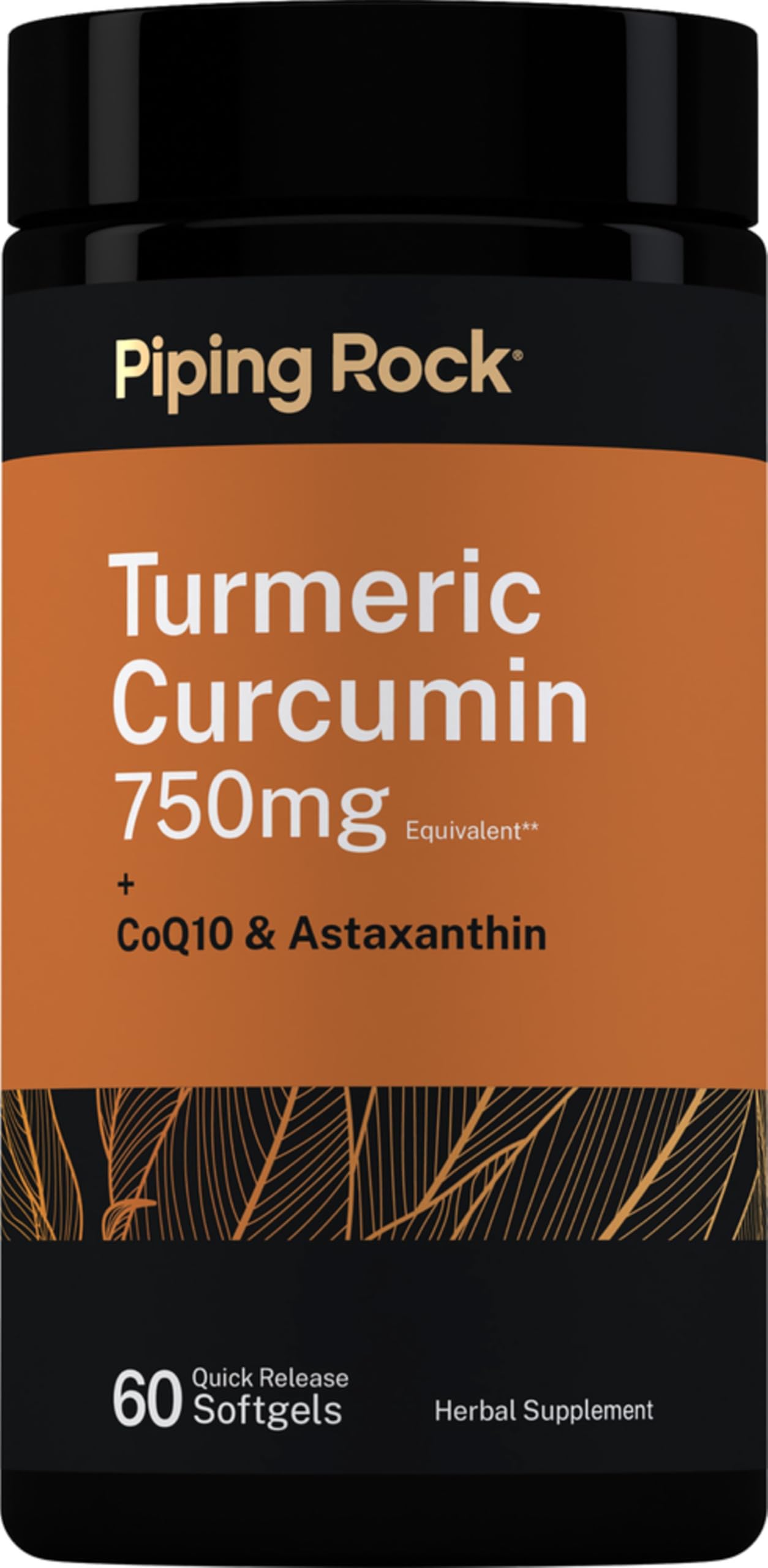 Piping Rock Turmeric Curcumin Supplement Softgel 60 Count