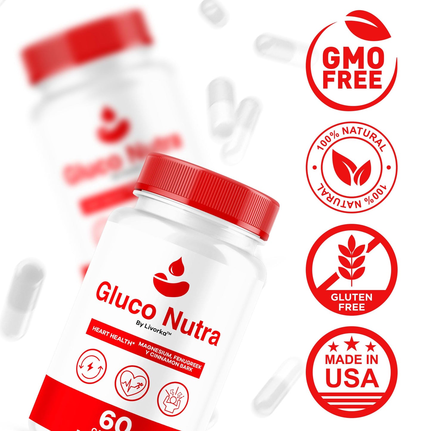 LIVORKA Gluco Nutra Premium Balanced Formula Capsules, 60 Count