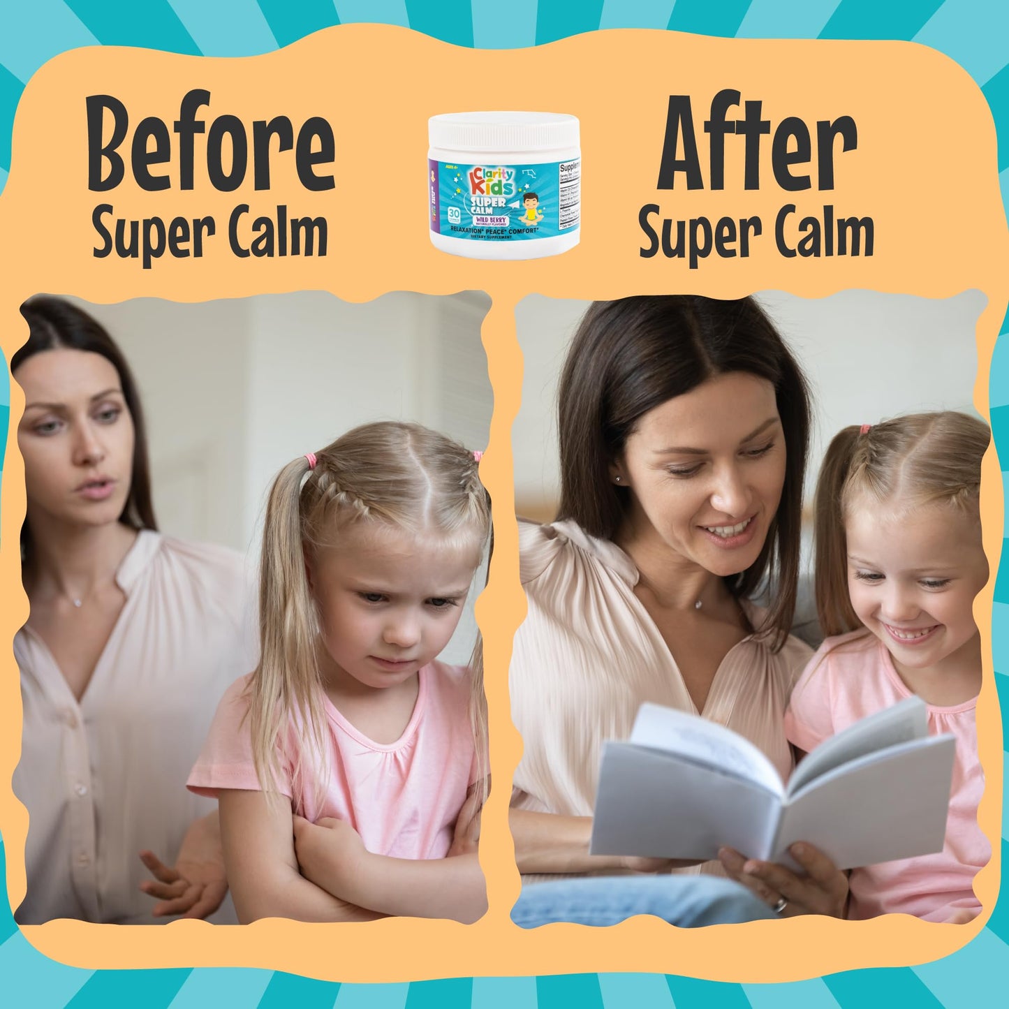 Clarity Prime Clarity Kids Super Calm Magnesium Chewable Vitamin for Children with L-Theanine Gummy, 30 Count