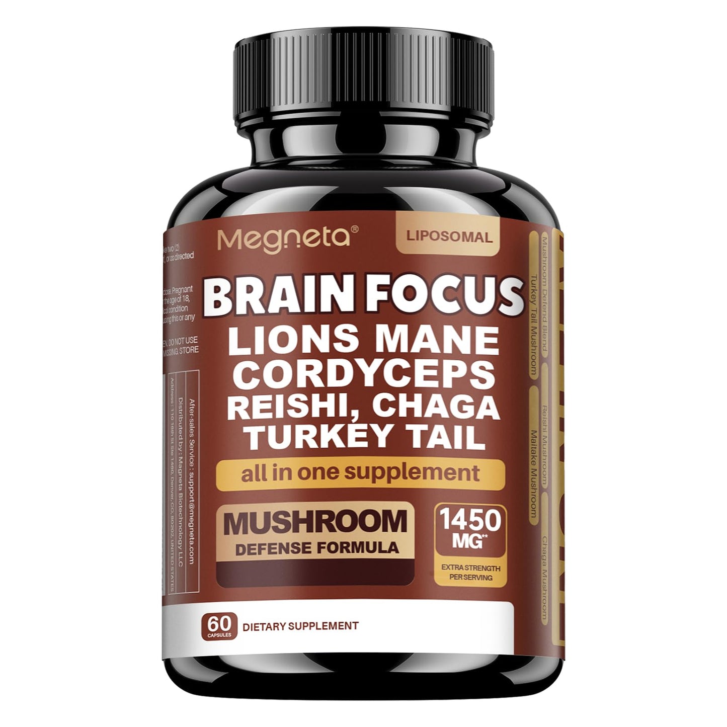 MEGNETA Brain Focus Supplements Capsules 60 Count