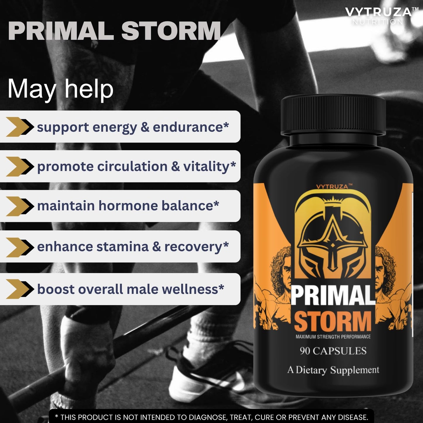 VYTRUZA Primal Storm Advanced T-Boost Formula Test Support Capsules 90 Count