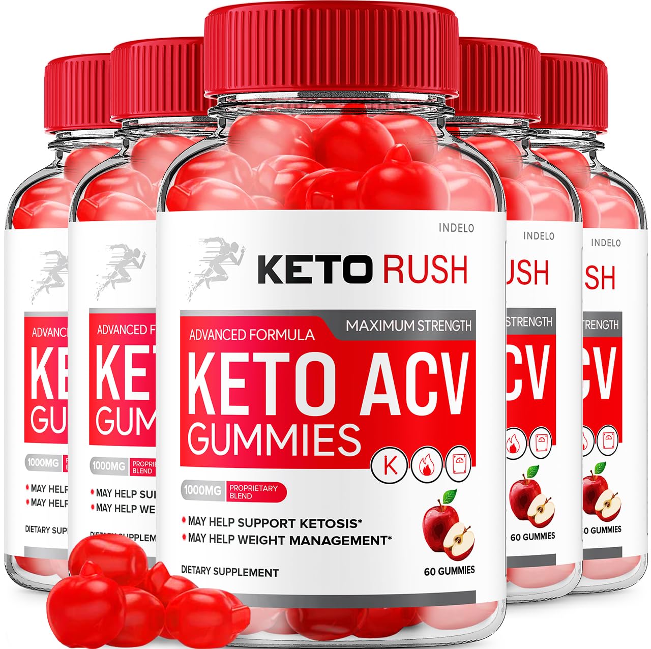Indelo Keto Rush ACV Gummies, 300 Gummies