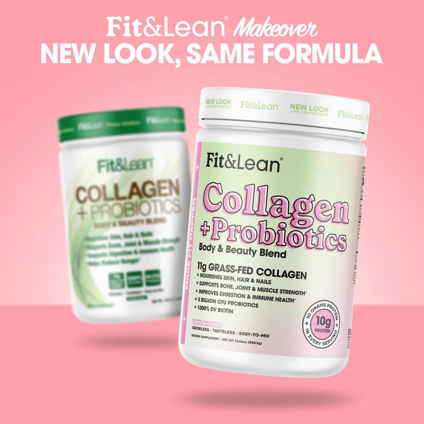Fit & Lean Collagen + Probiotics, Peptide Powder 12.64 Ounce