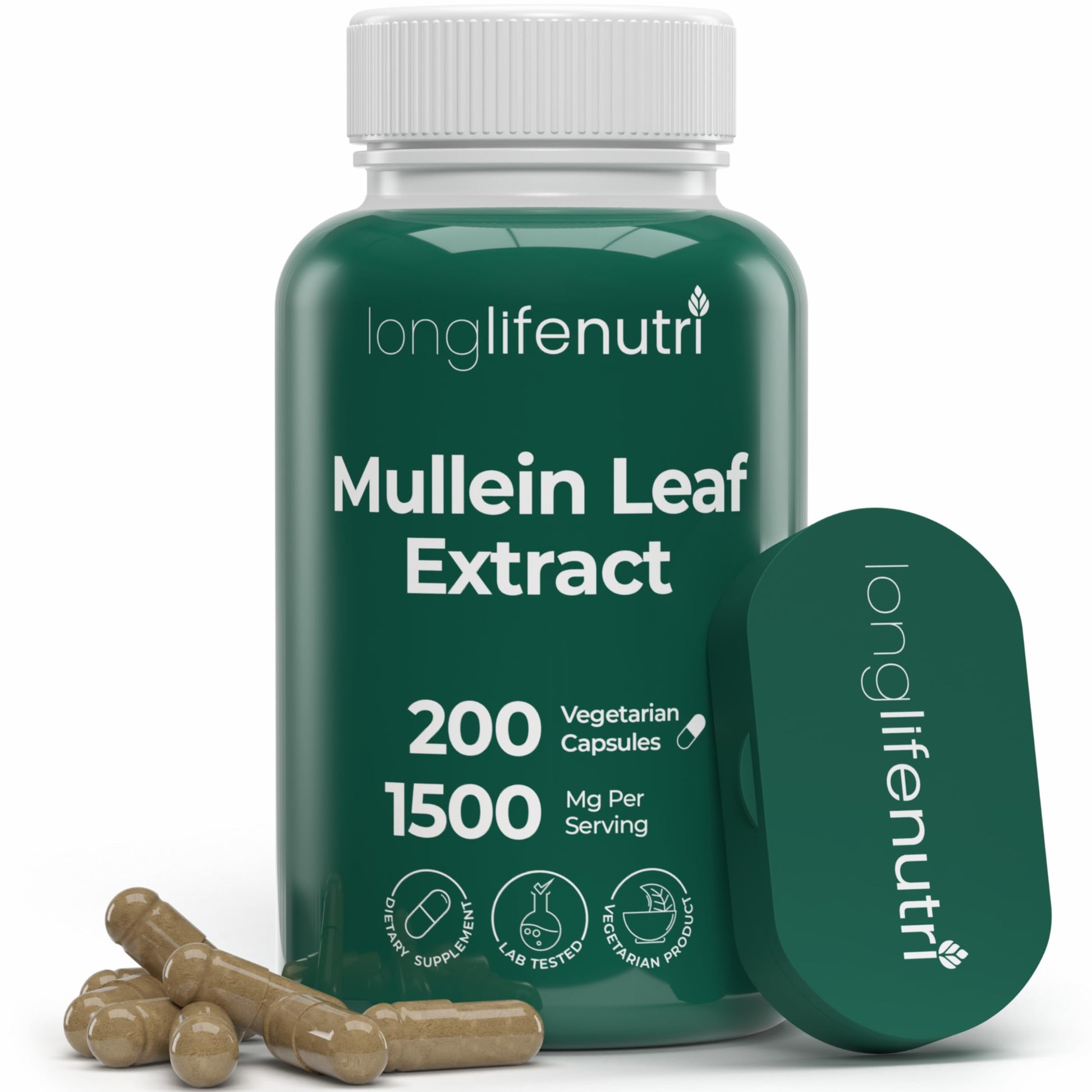 LongLifeNutri Mullein Leaf 1500mg 10:1 Extract - 200 Vegetarian Capsules