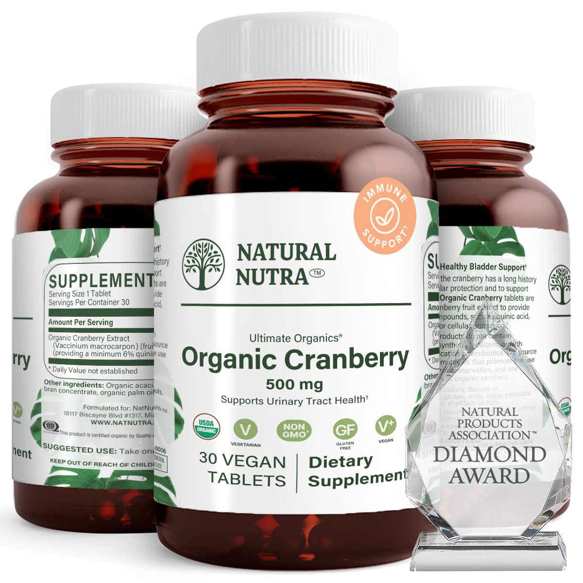 Natural Nutra Organic Cranberry Extract Supplement Tablets, 30 Tablets