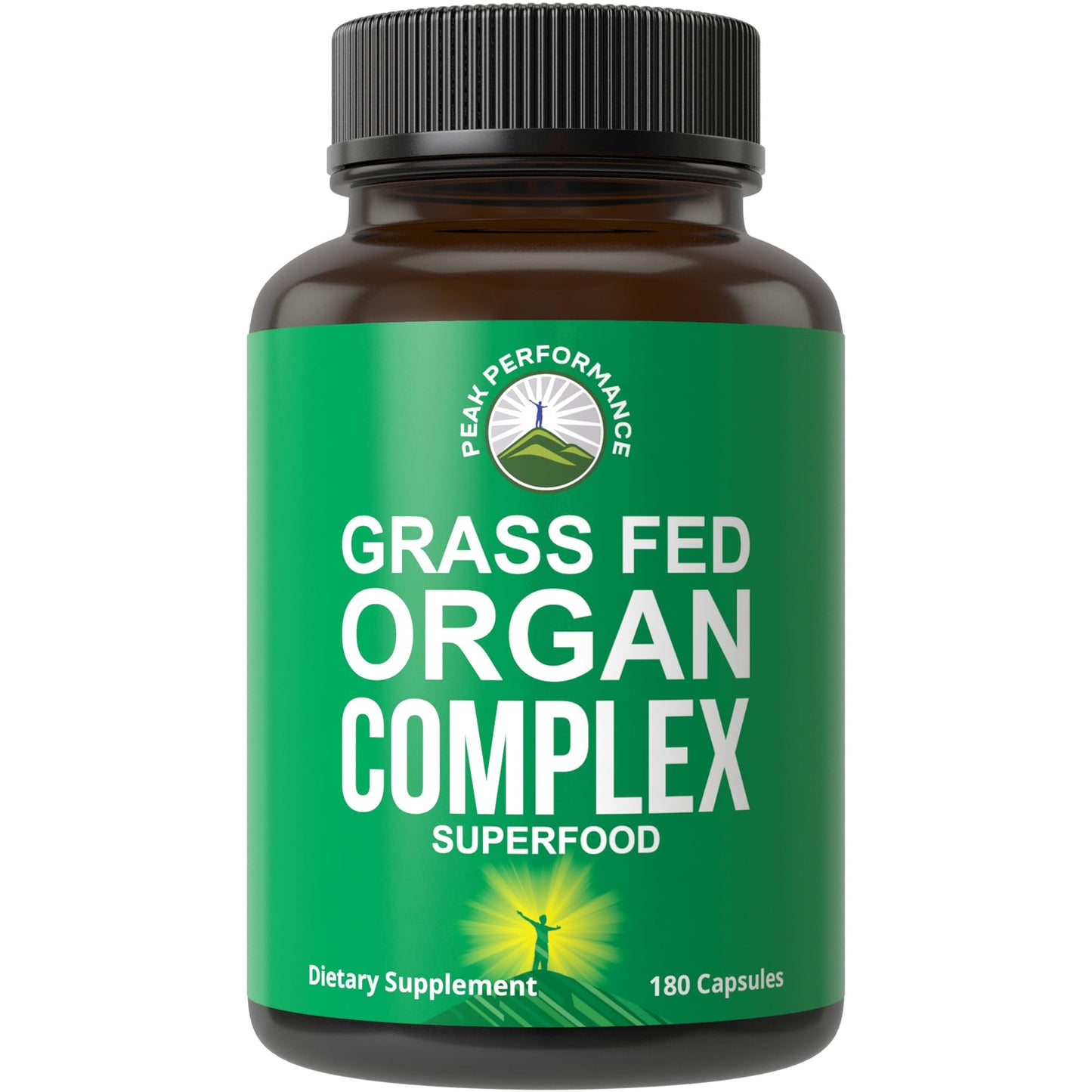 Peak Performance Grass Fed Beef Organ Complex from New Zealand Capsules, 180 Count