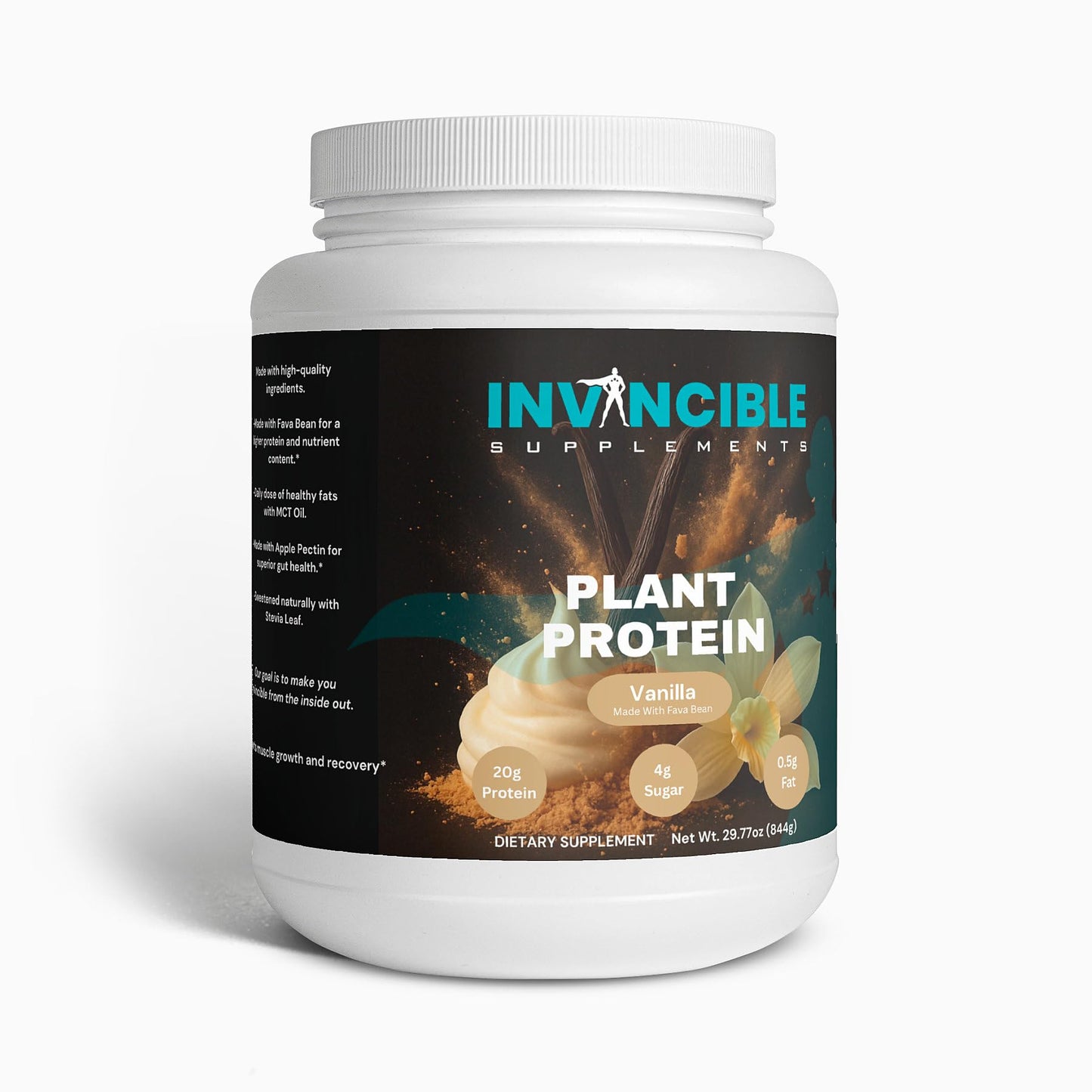 Invincible Supplements Plant Protein Vanilla Protein Powder, 29.6 Servings