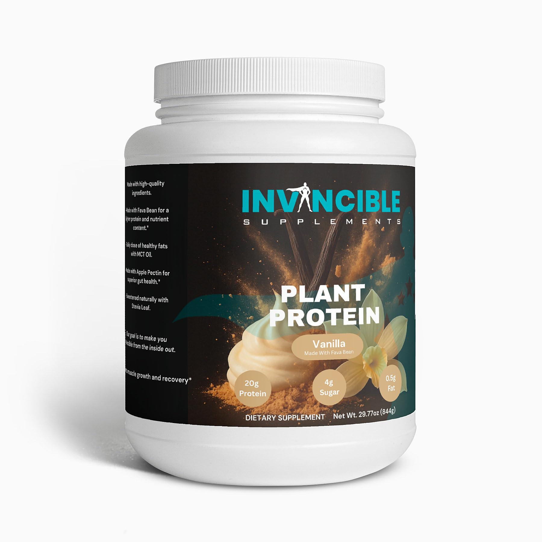 Invincible Supplements Plant Protein Vanilla Protein Powder, 29.6 Servings
