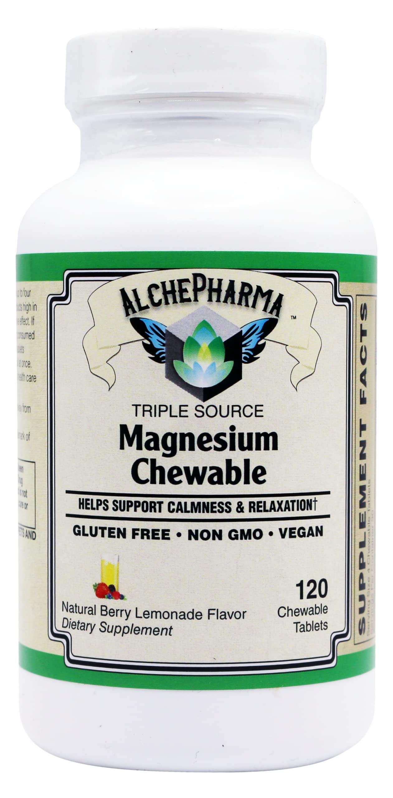 AlchePharma Triple Source Magnesium Aquamin Citrate and Chelate Chewable 120 Count