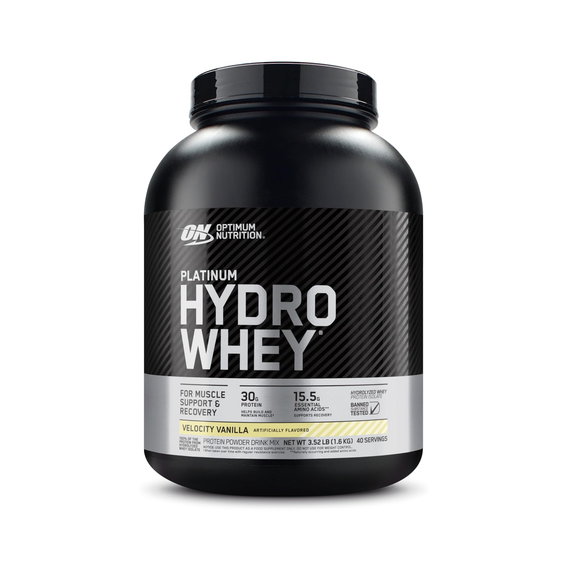 Optimum Nutrition Platinum Hydrowhey Protein Powder, 100% Hydrolyzed Whey Isolate Powder, Velocity Vanilla, 3.6 lb