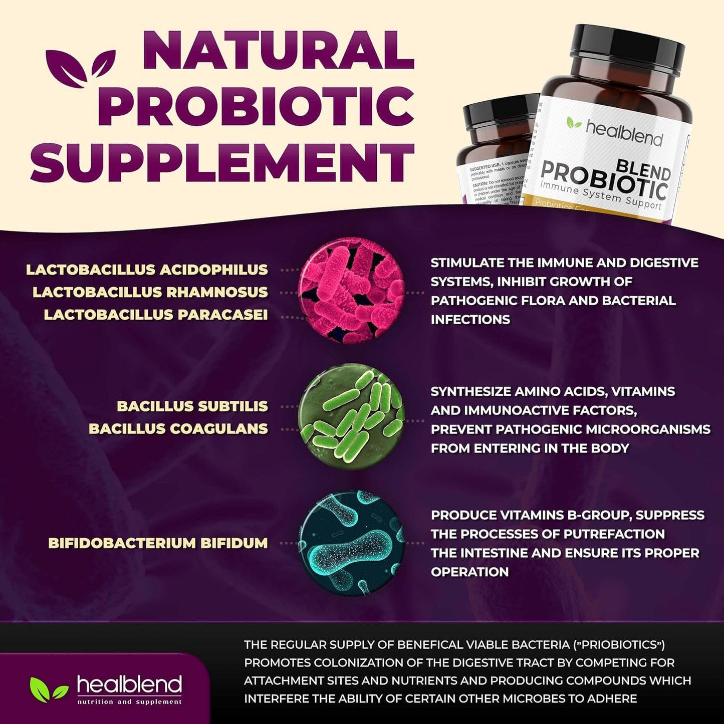 healblend Probiotic Caps Dietary Supplement Capsule, 120 Count