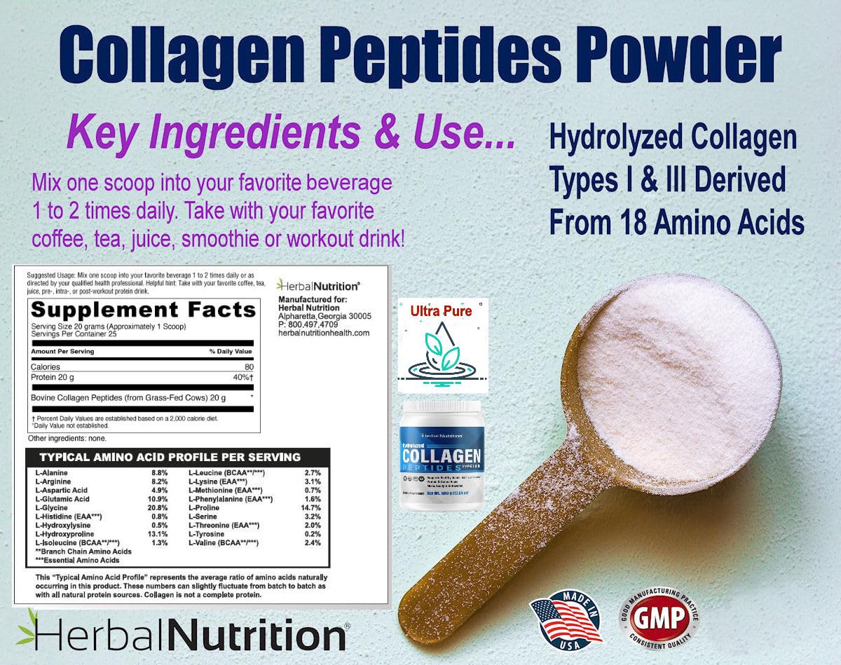 Herbal Nutrition Ultra Pure Collagen Peptides Powder, 15.52 oz