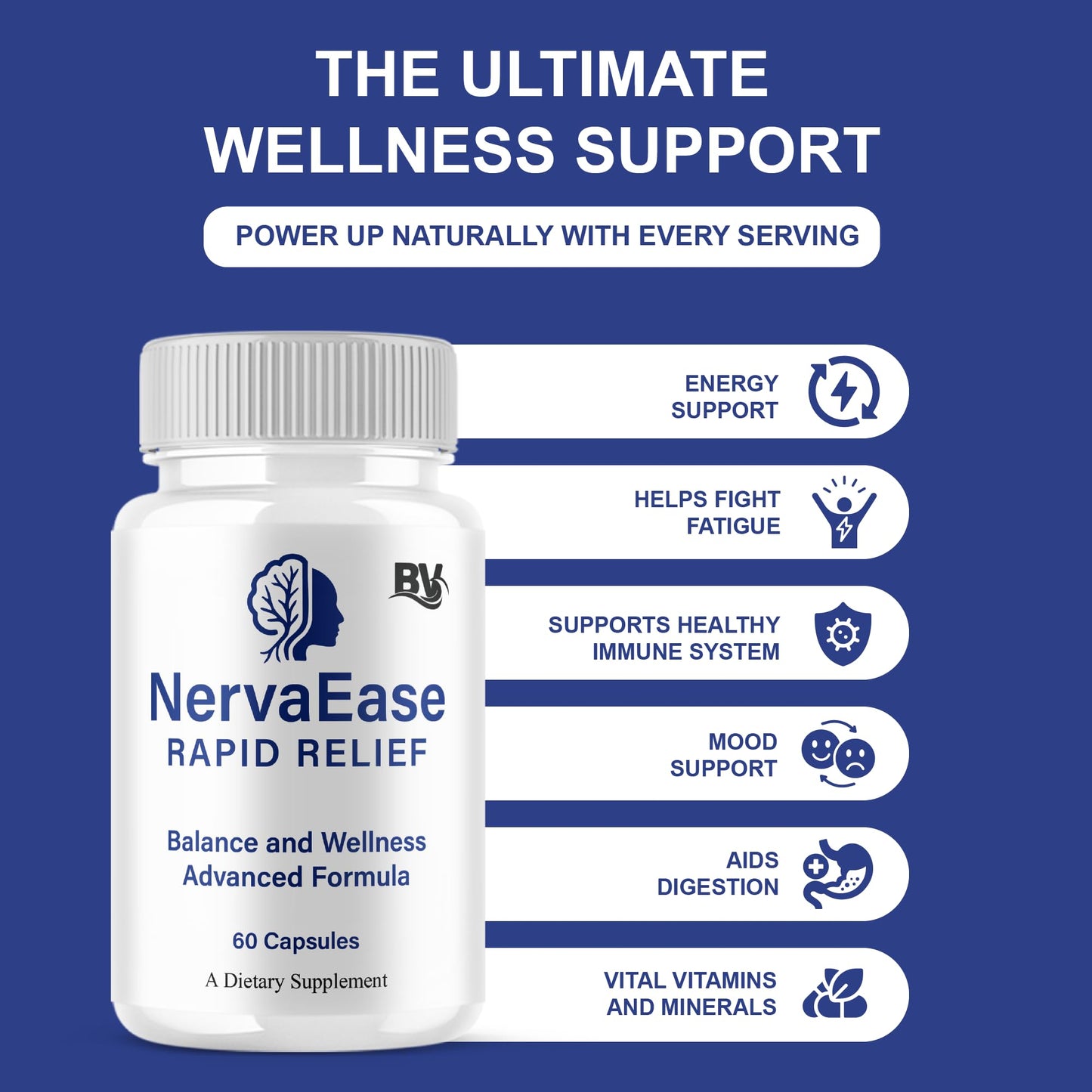 BLUE VIBE NervaEase Premium Health & Wellness Nootropic Supplement Capsules 300