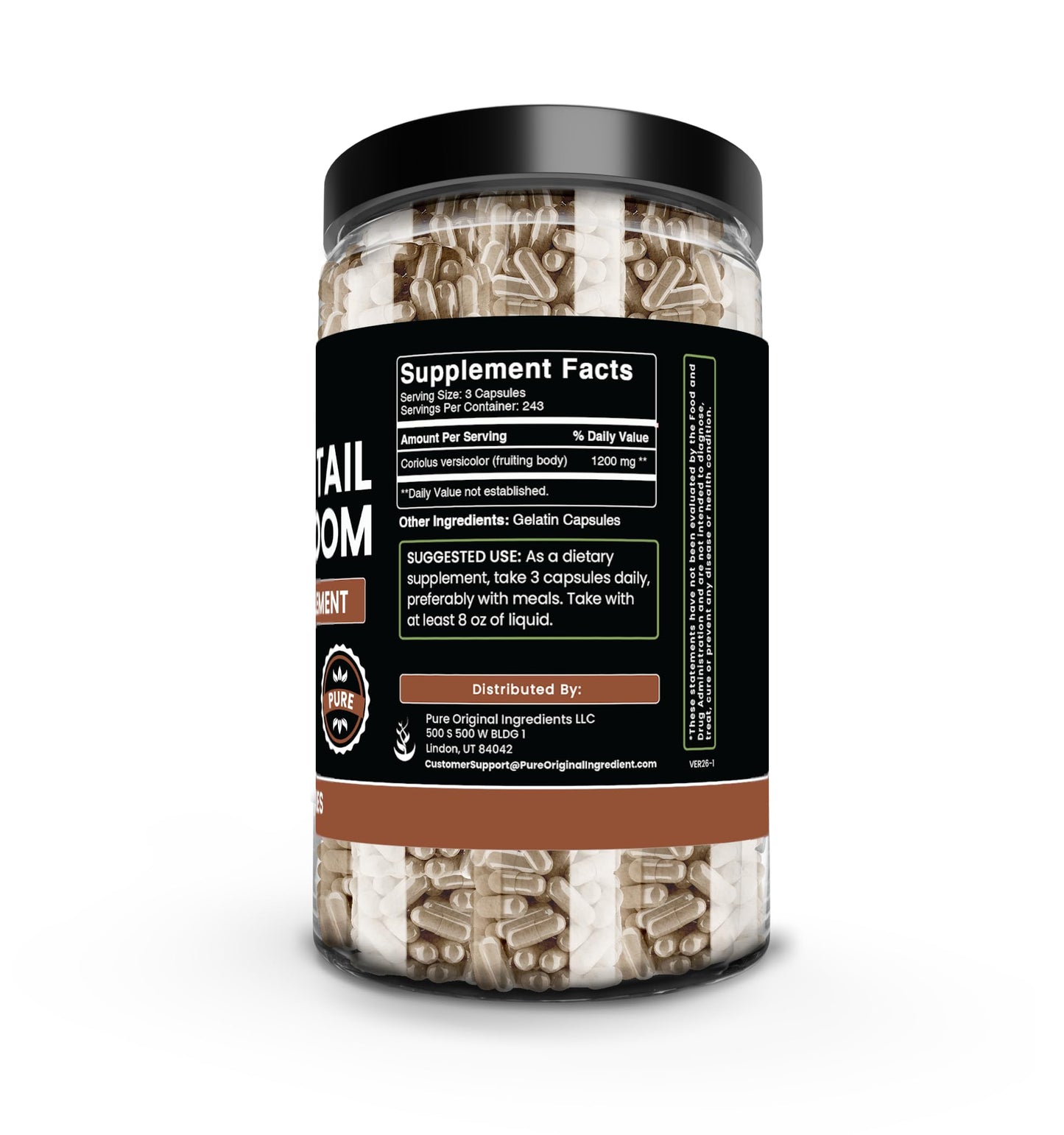 PURE ORIGINAL INGREDIENTS Turkey Tail Mushroom Capsule 1