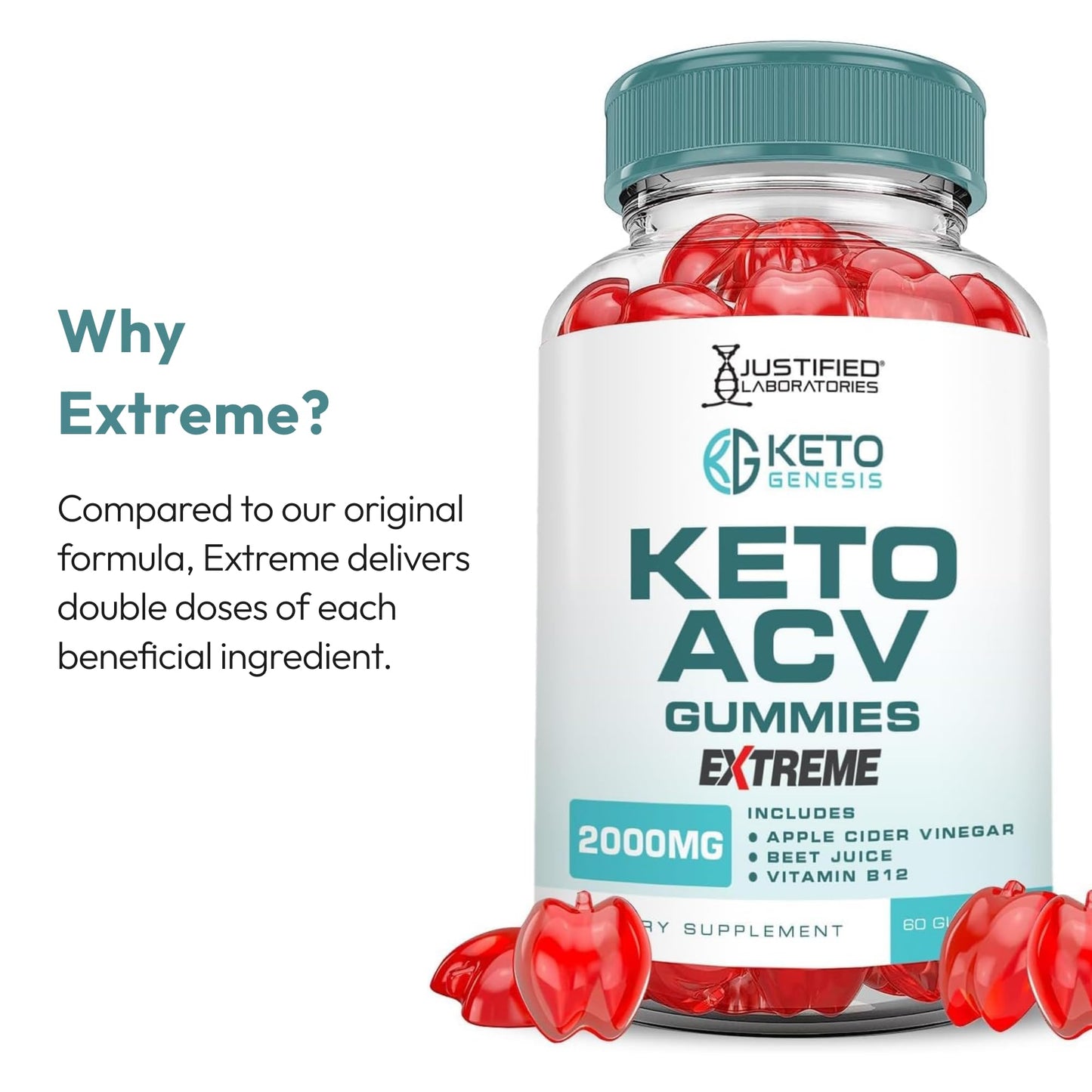 Justified Laboratories Keto Genesis Keto ACV Gummies Extreme 180 Count