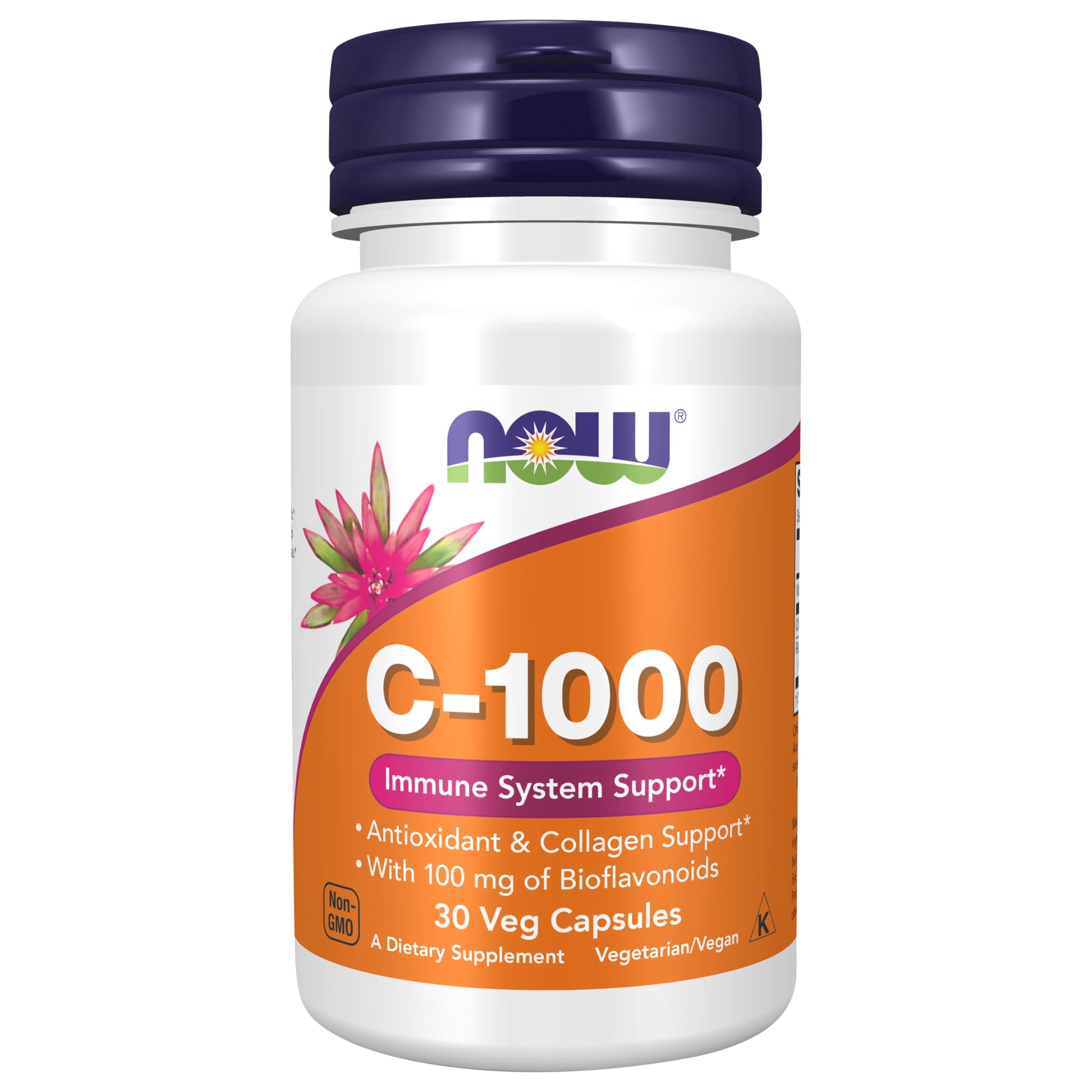 NOW Foods Vitamin C-1,000 with Rose Hips & Bioflavonoids, Antioxidant Protection*, 30 Veg Capsules