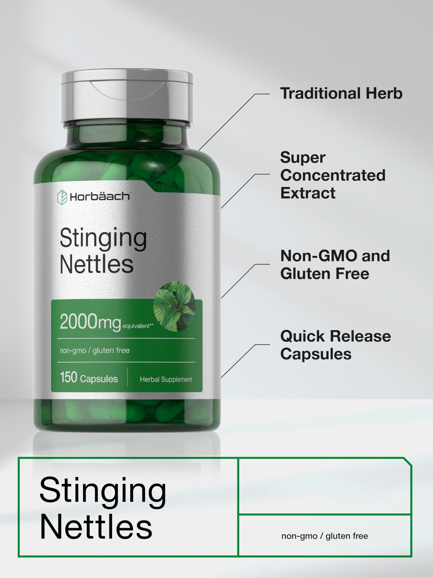 Horbäach Stinging Nettle Capsules 150 Count