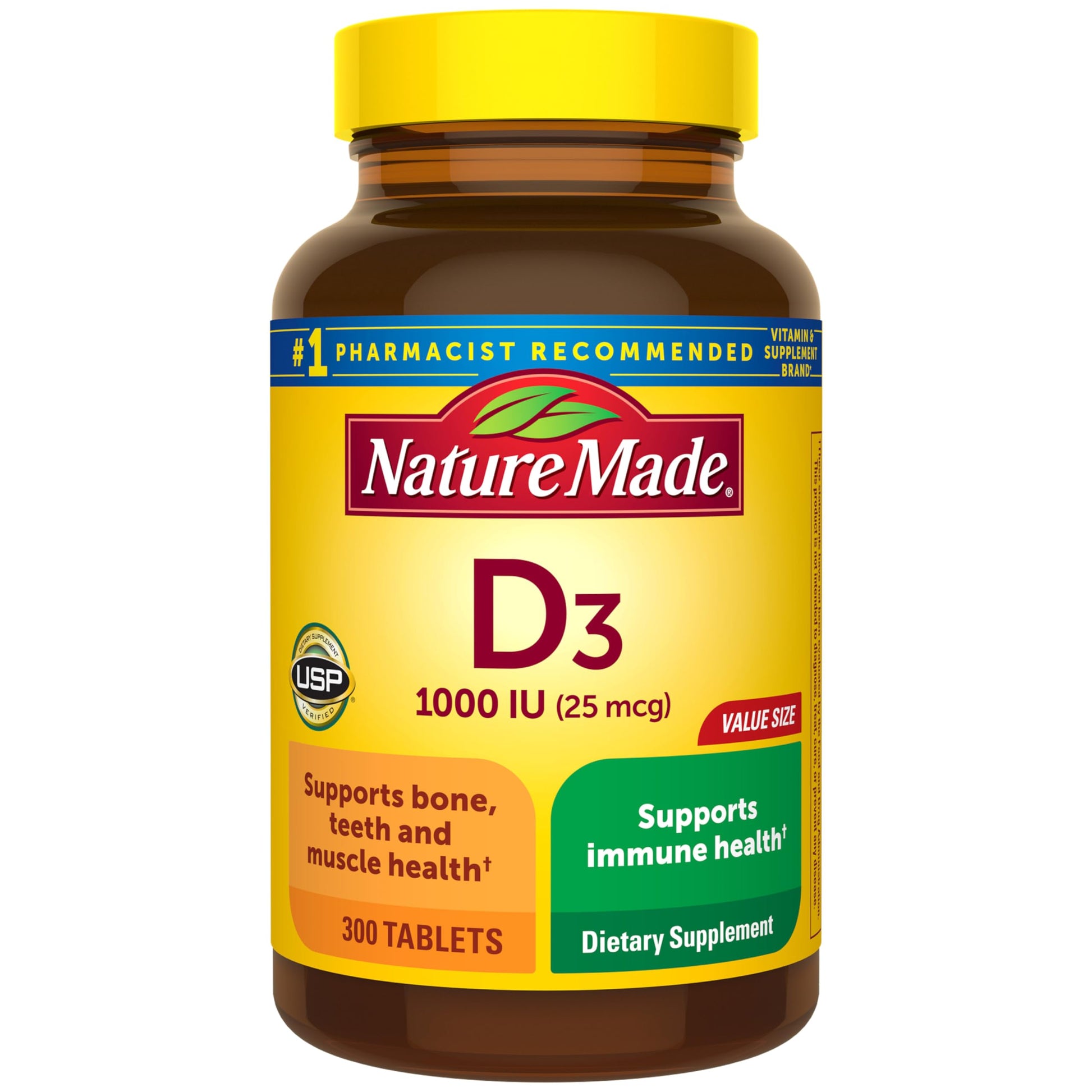 Nature Made Vitamin D3 1000 IU (25 mcg) Tablet, 300 Tablets