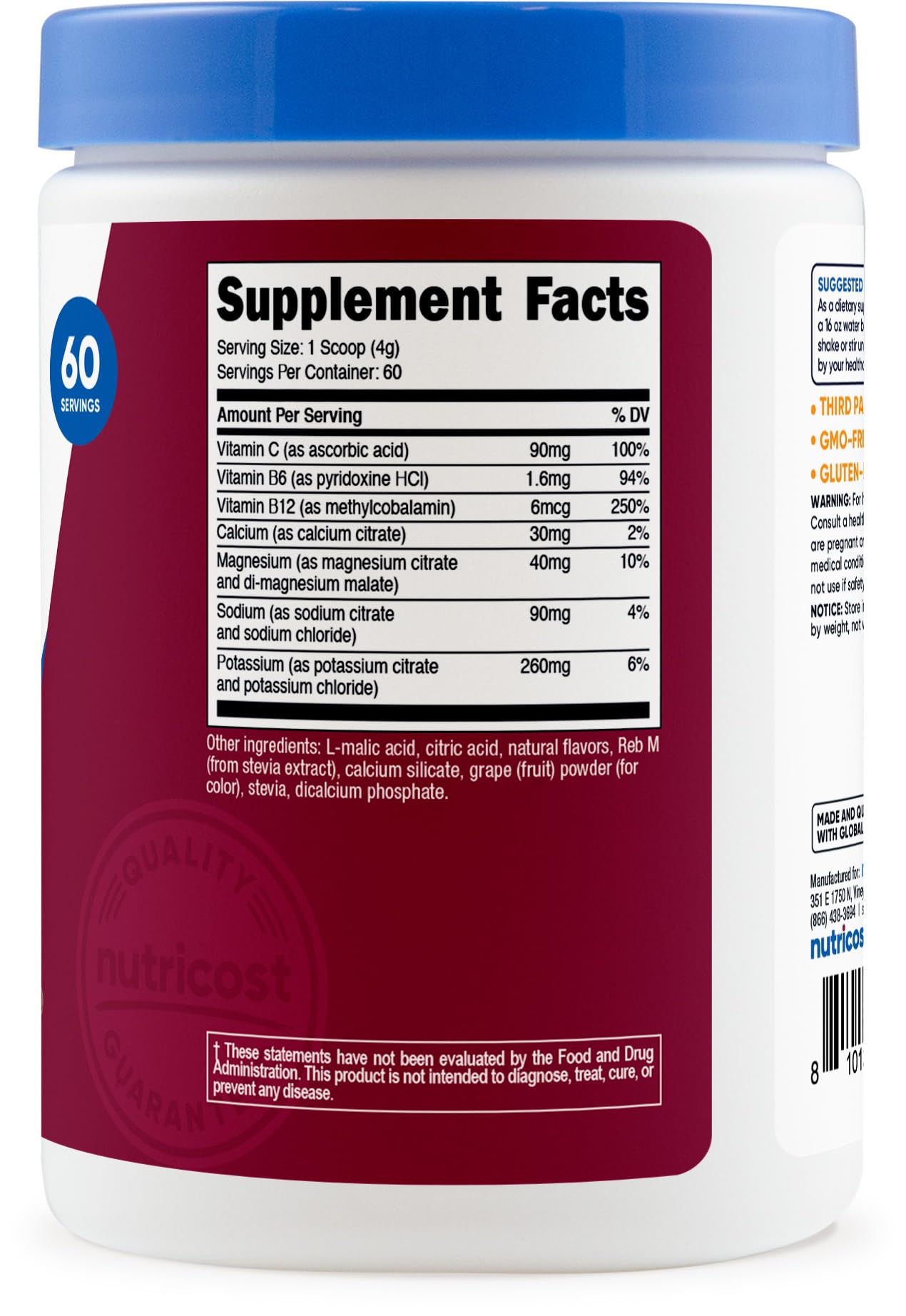 Nutricost Electrolyte Complex Powder (Grape) 60 Servings, 8.4 Ounce