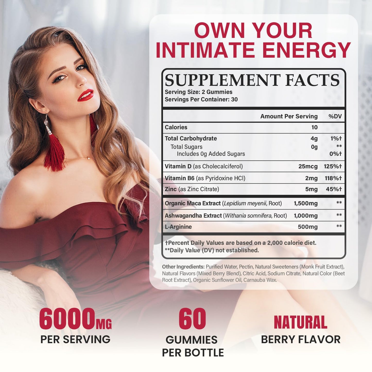 Hewvrix Libido Booster for Women with 1500mg Maca & 1000mg Ashwagandha, Vitamin D & B6, 60 Gummies