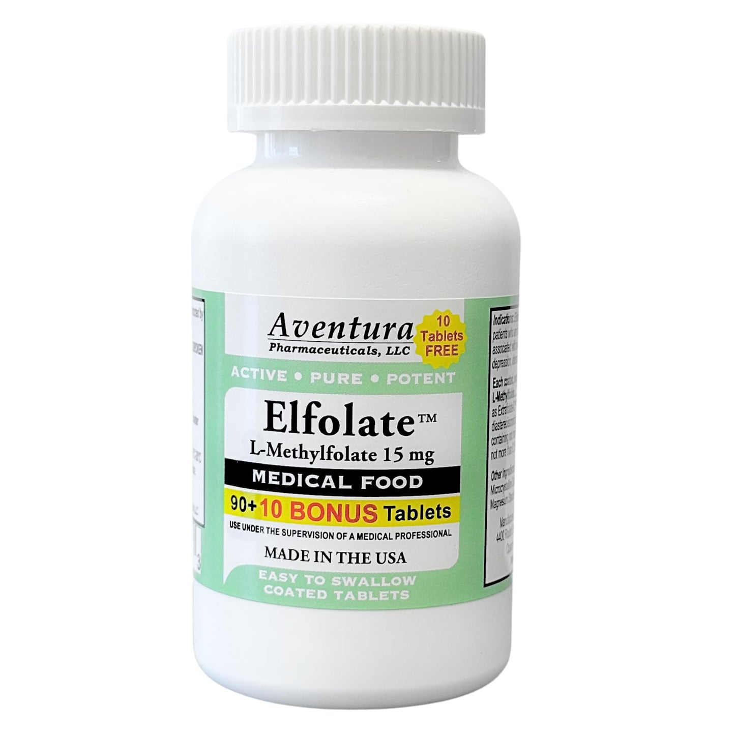ELFOLATE L-Methylfolate (15 mg) Tablets 100 Count