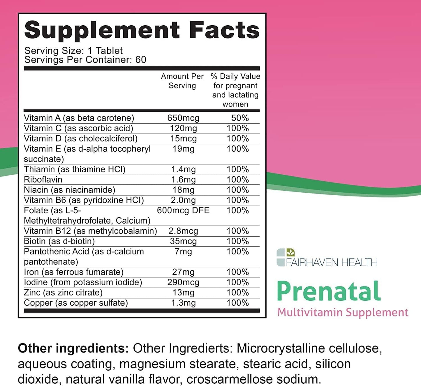 Fairhaven Health Peapod Prenatal Multivitamin Tablets 60 Count