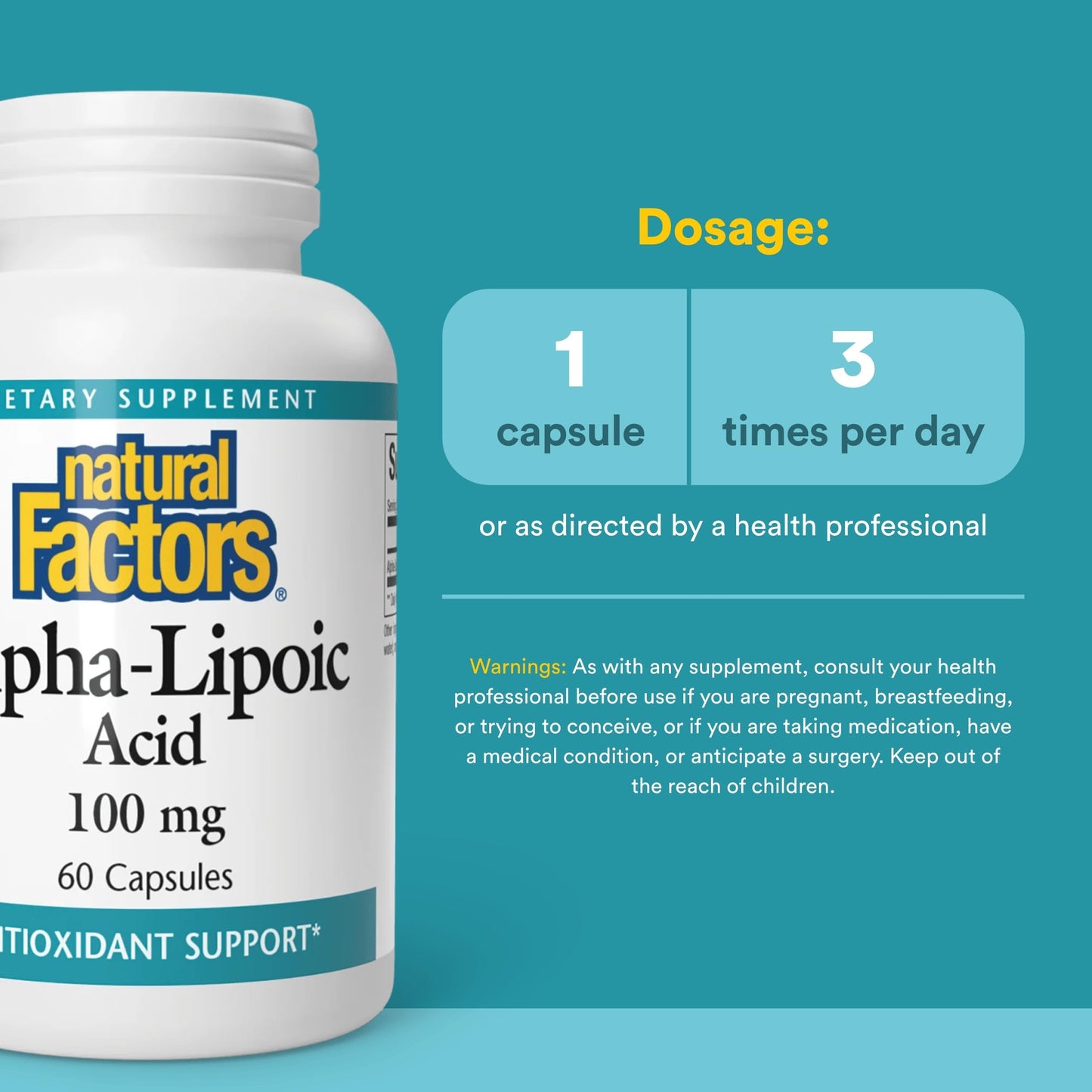 Natural Factors Alpha-lipoic Acid 100mg Capsules, 60 Capsules