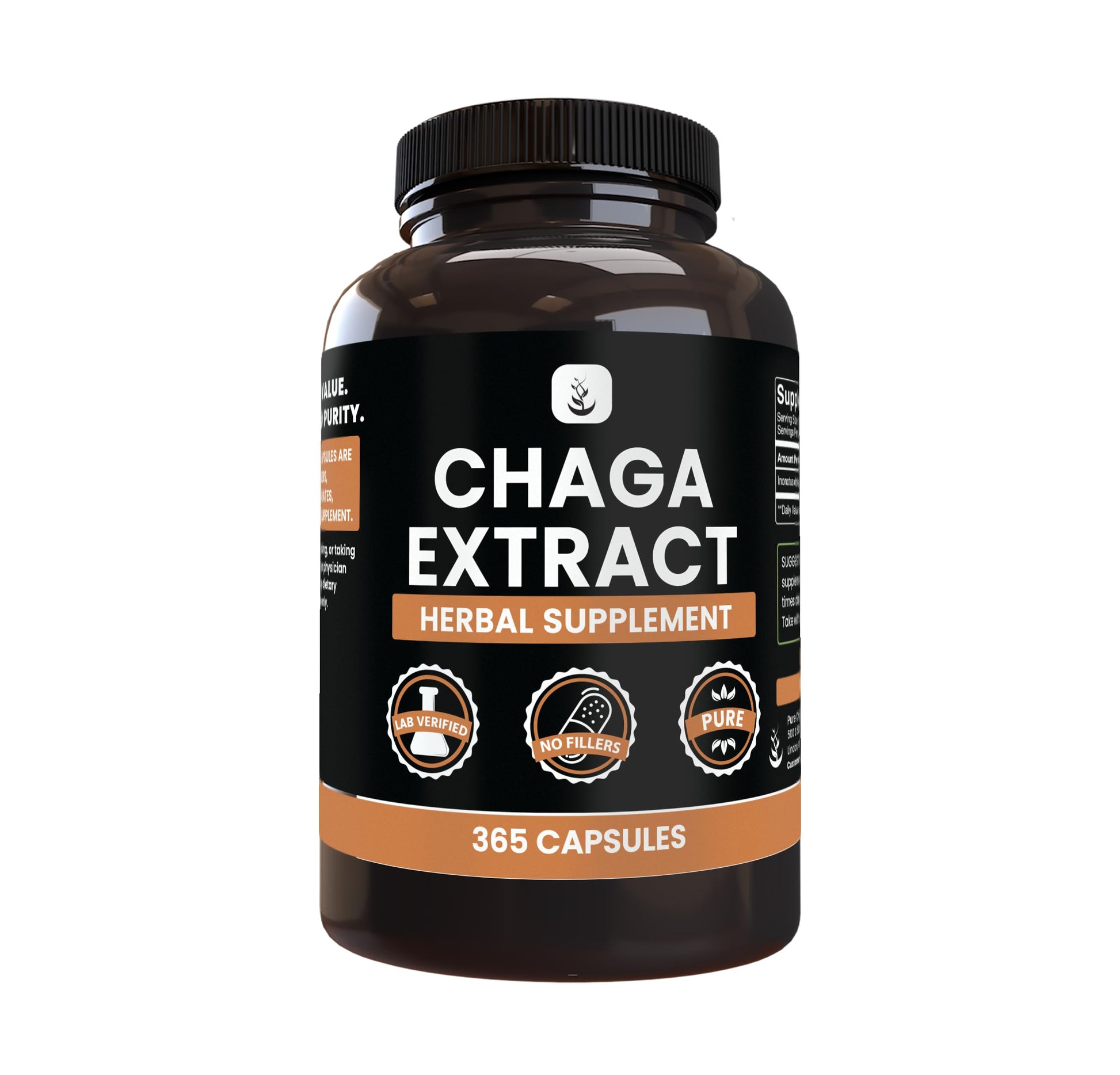 PURE ORIGINAL INGREDIENTS Chaga Mushroom Extract Capsule 365 Count