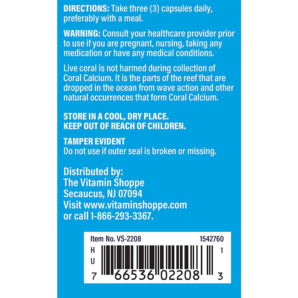 The Vitamin Shoppe Coral Calcium 1500mg Capsules, 180 Count