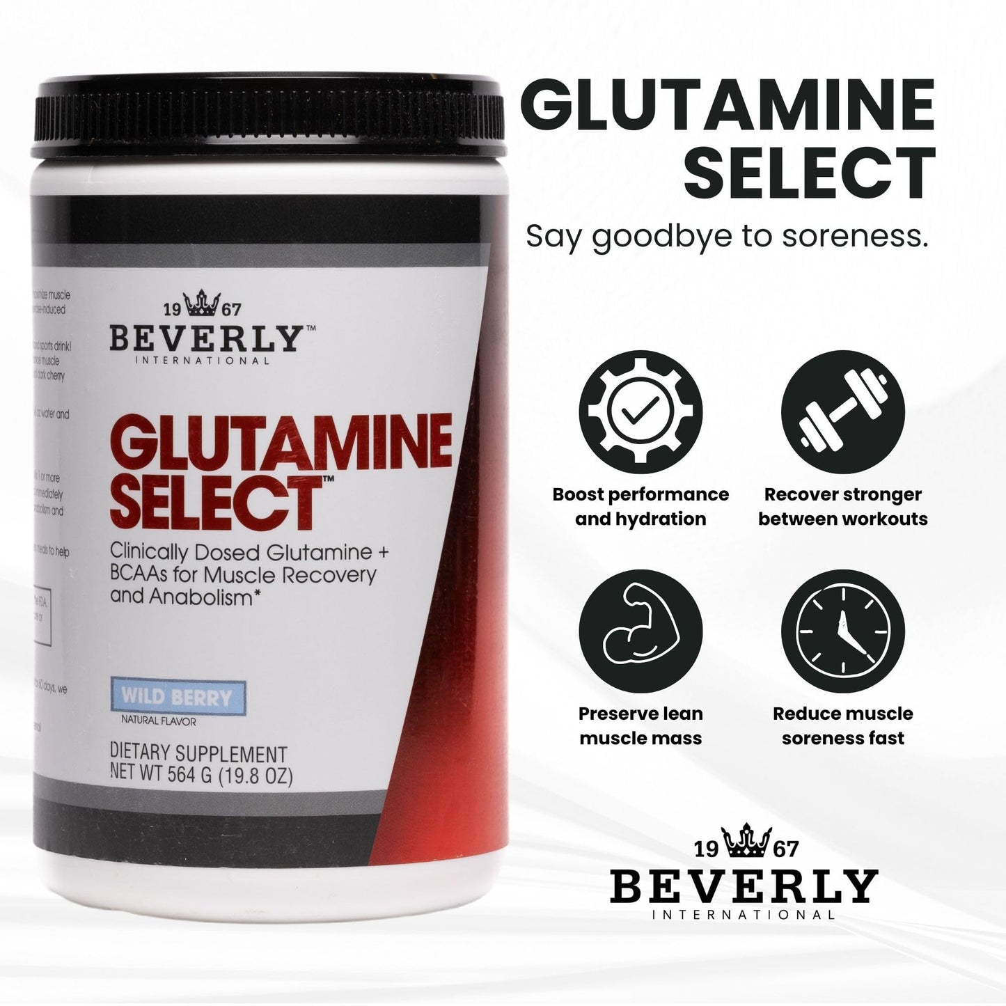 Beverly International Glutamine Select L-Glutamine Powder, 19.8 oz